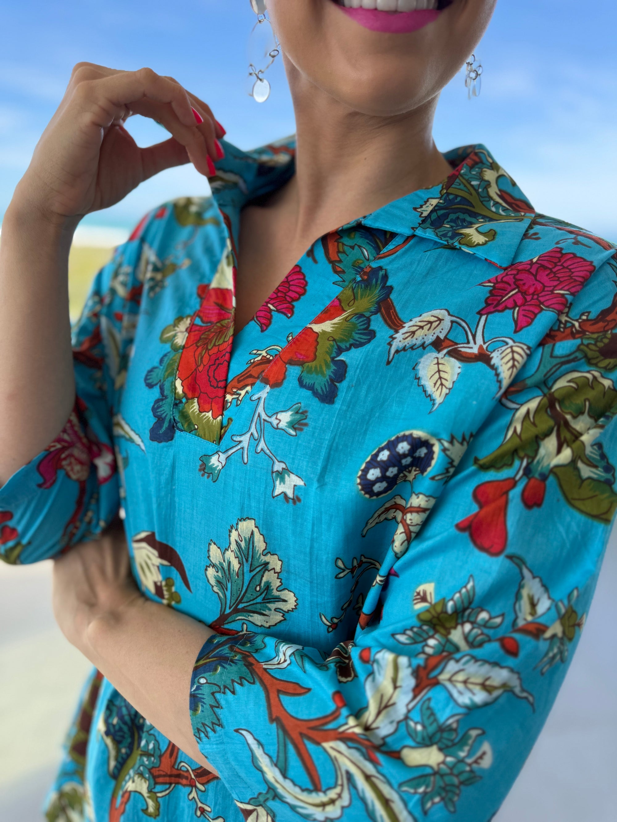 Amelia top - Blue floral