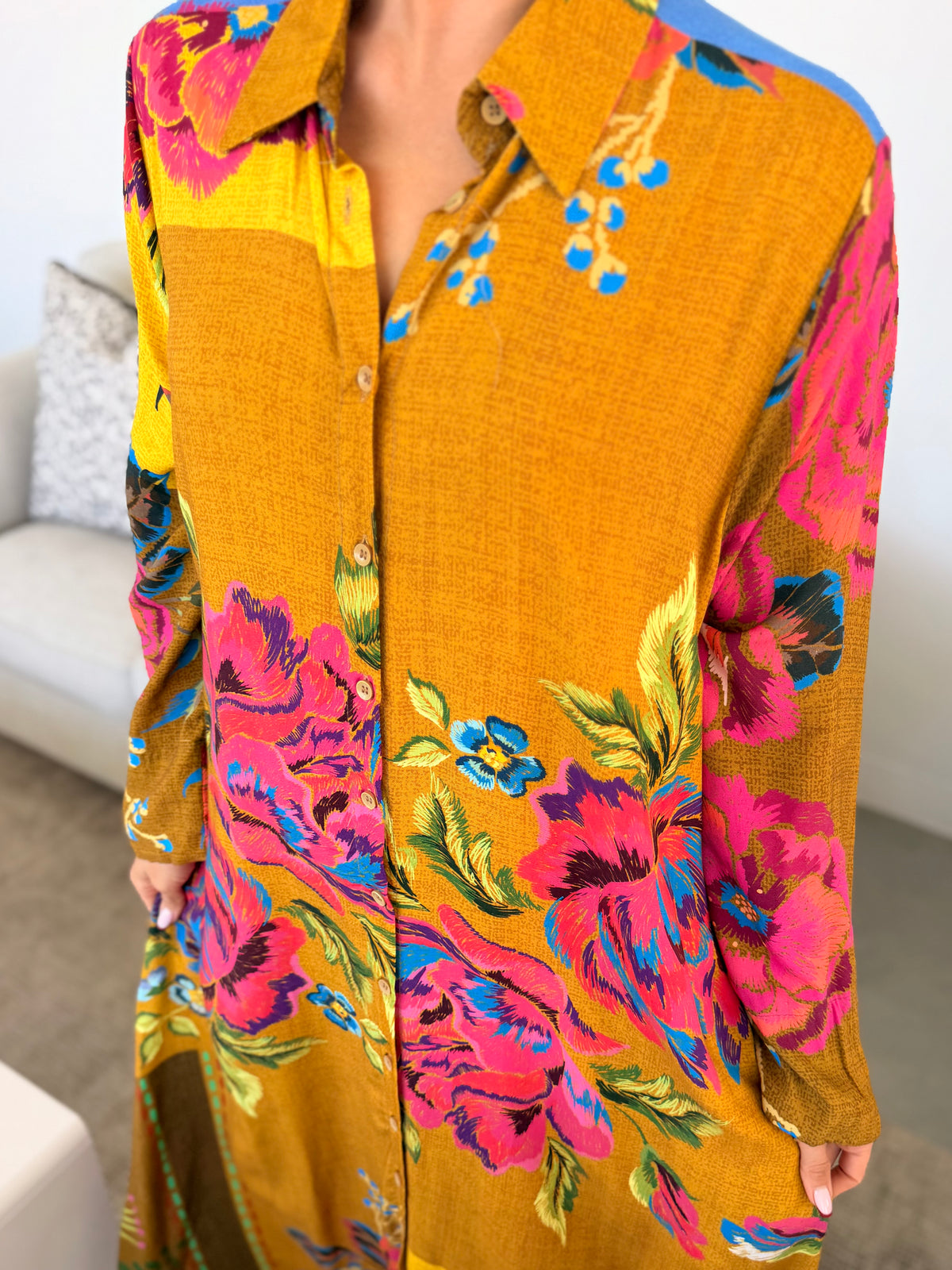Luna dress - Mustard Floral