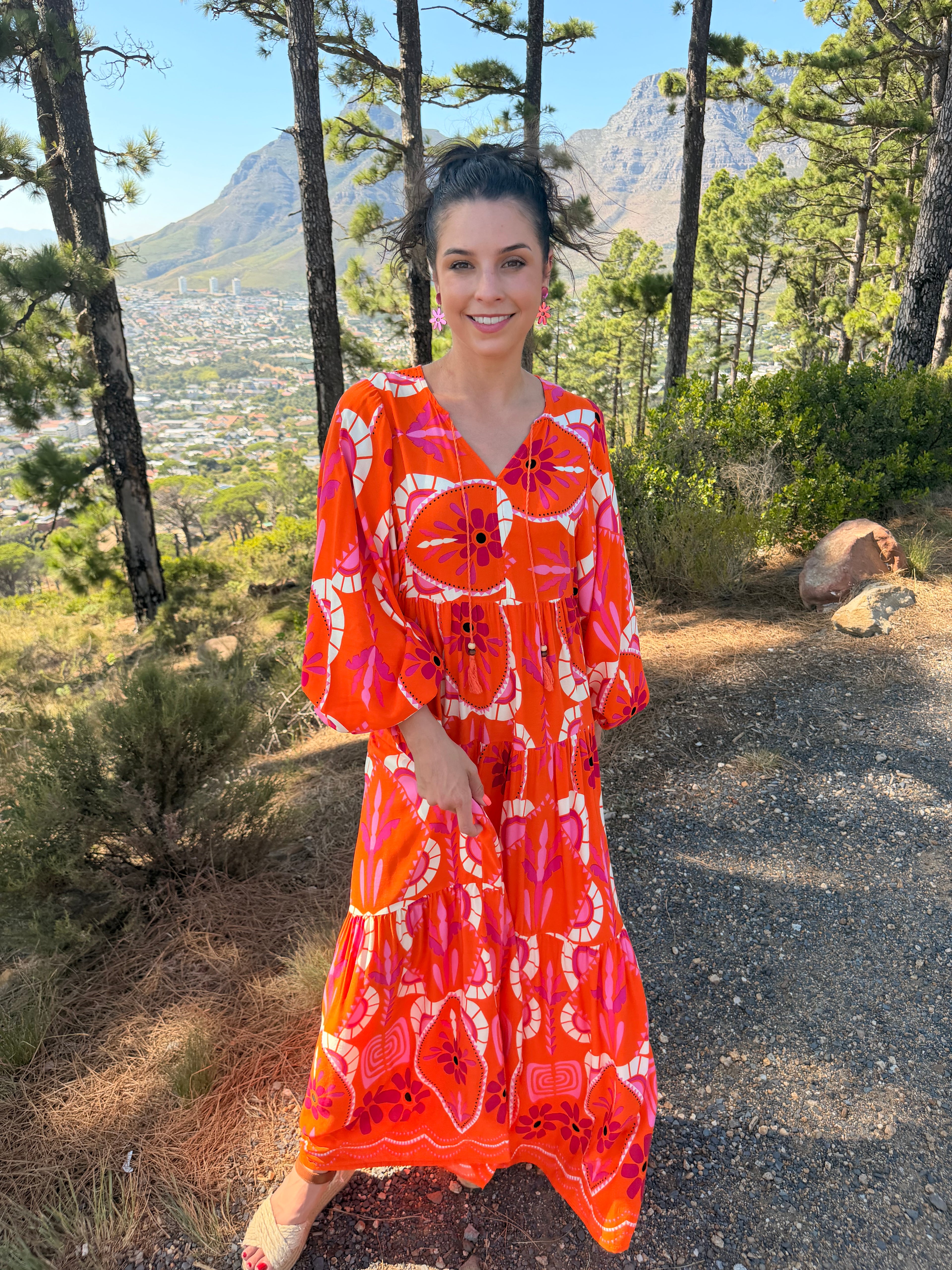 Kika dress - Orange & Pink