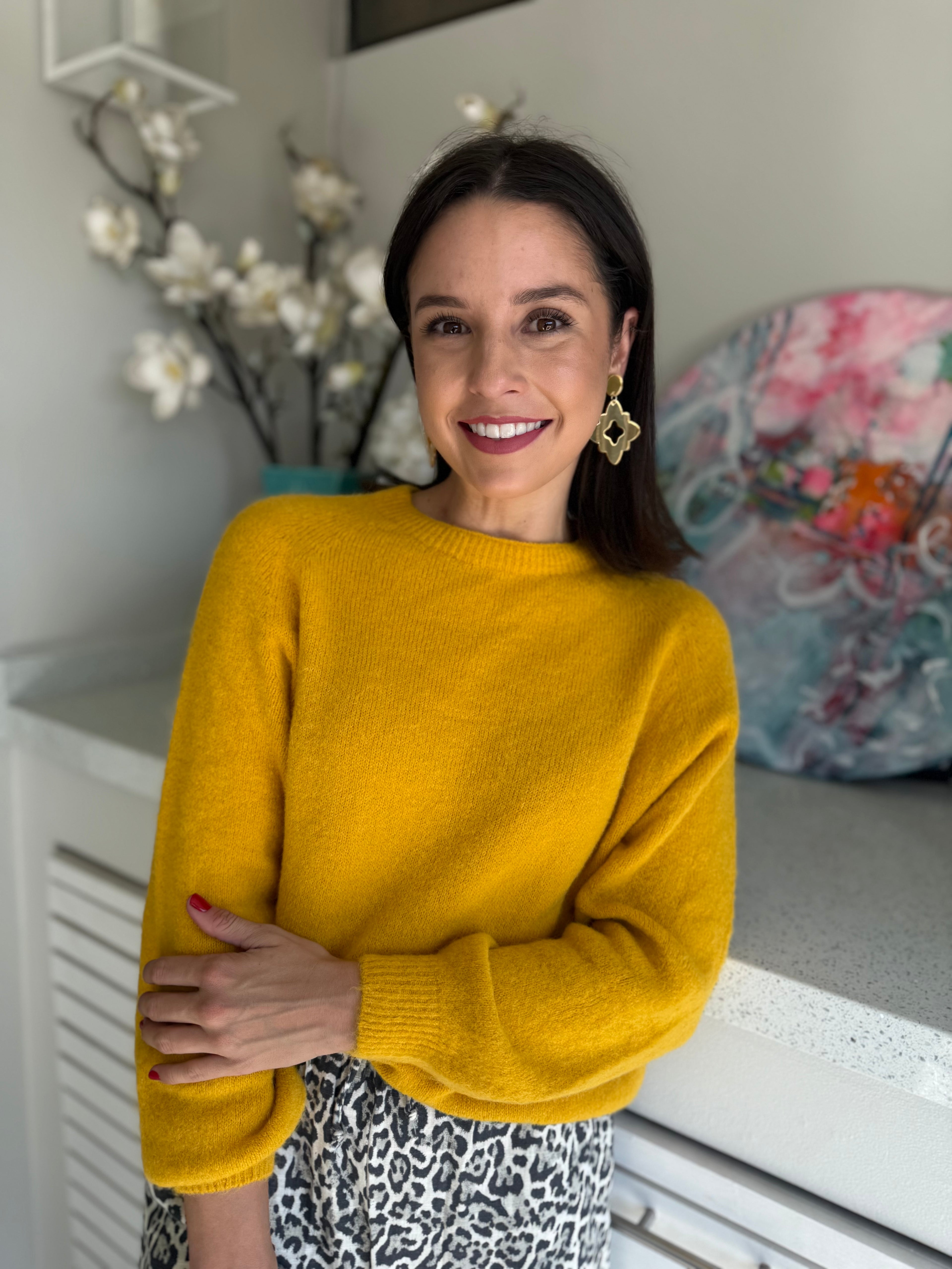 Alpaca knit round neck - Mustard