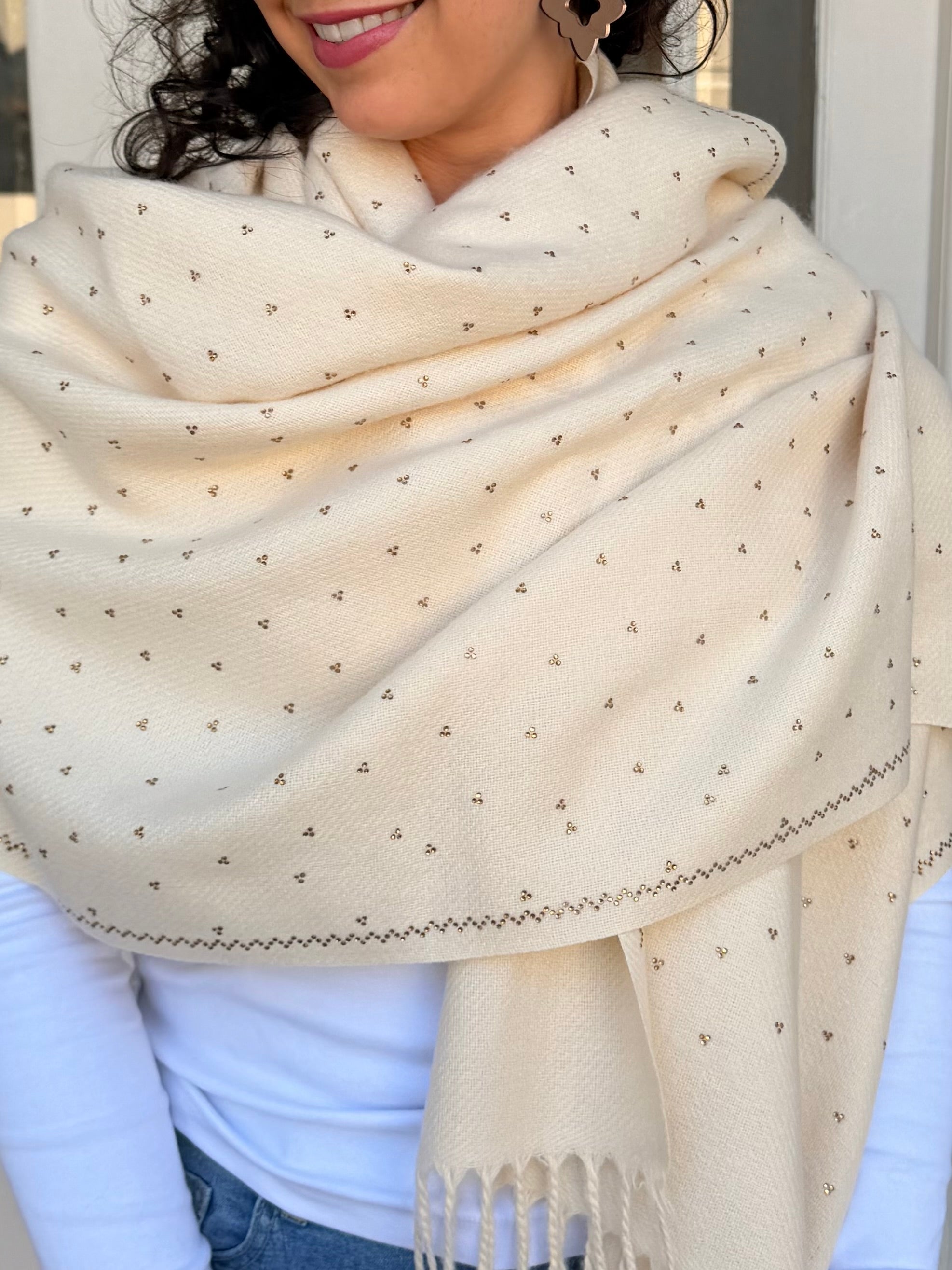 Cashmere shimmer scarf - Cream