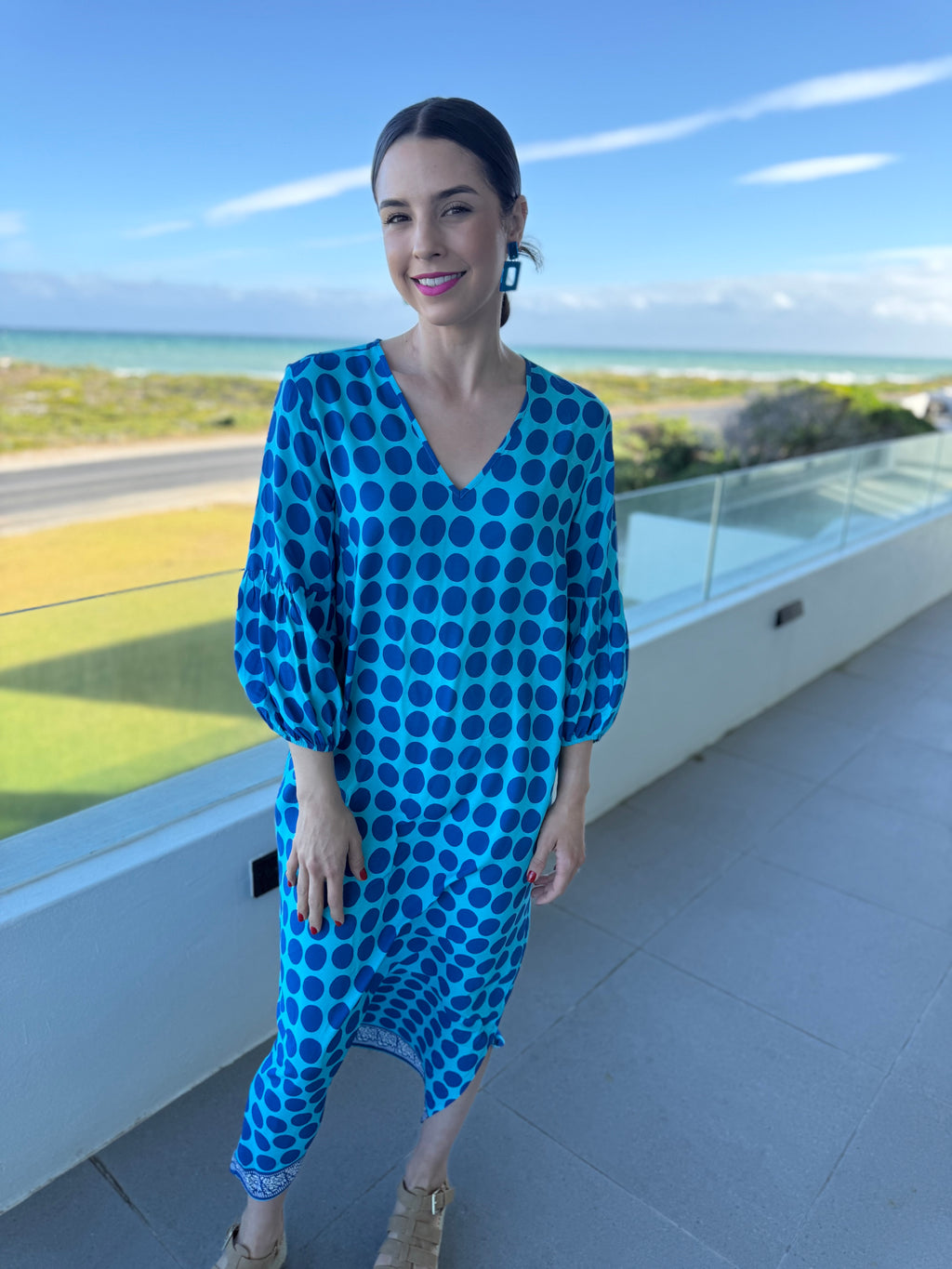 Veronique dress - Blue polka dot