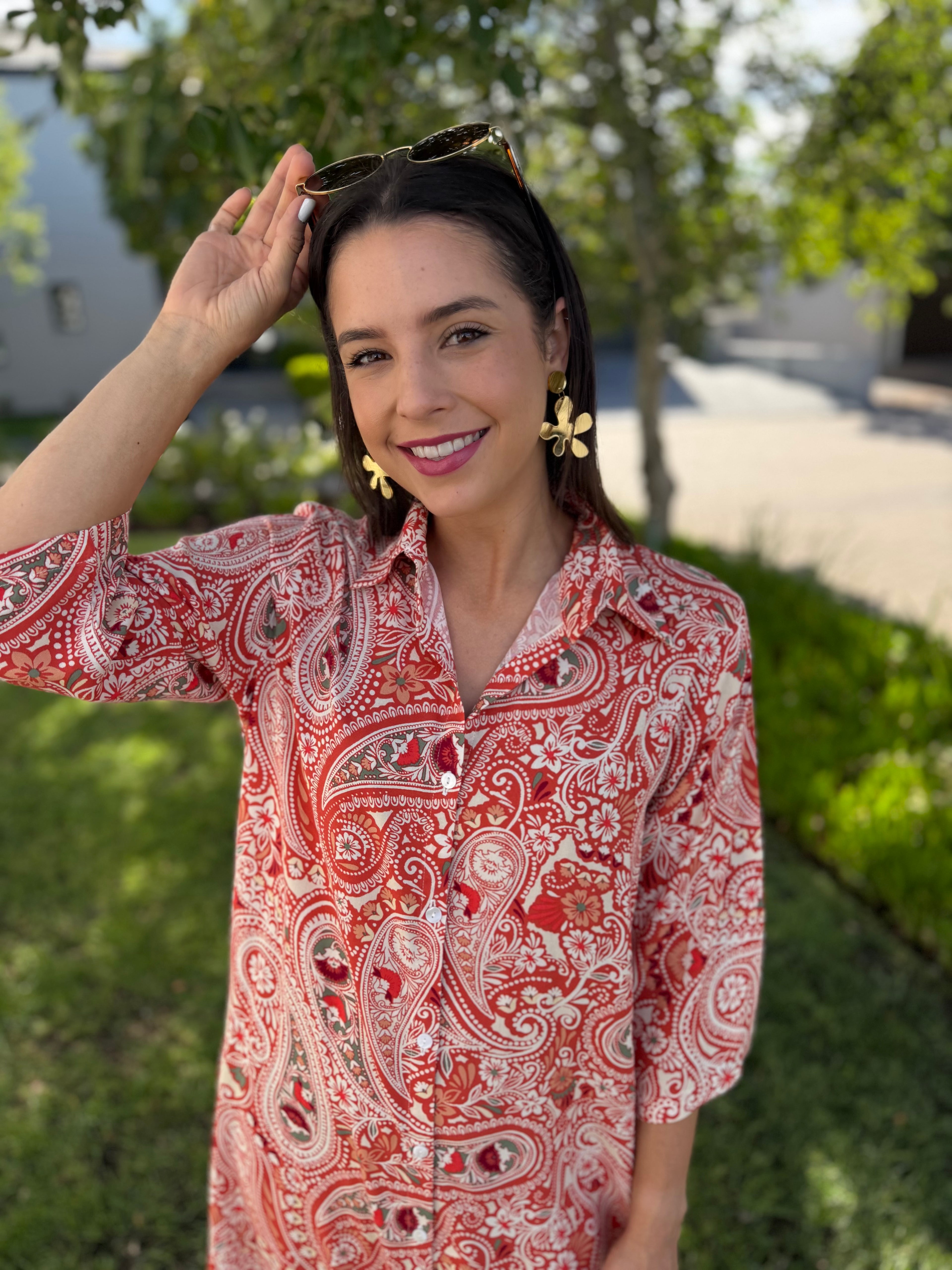 Jennifer dress - Orange Paisley