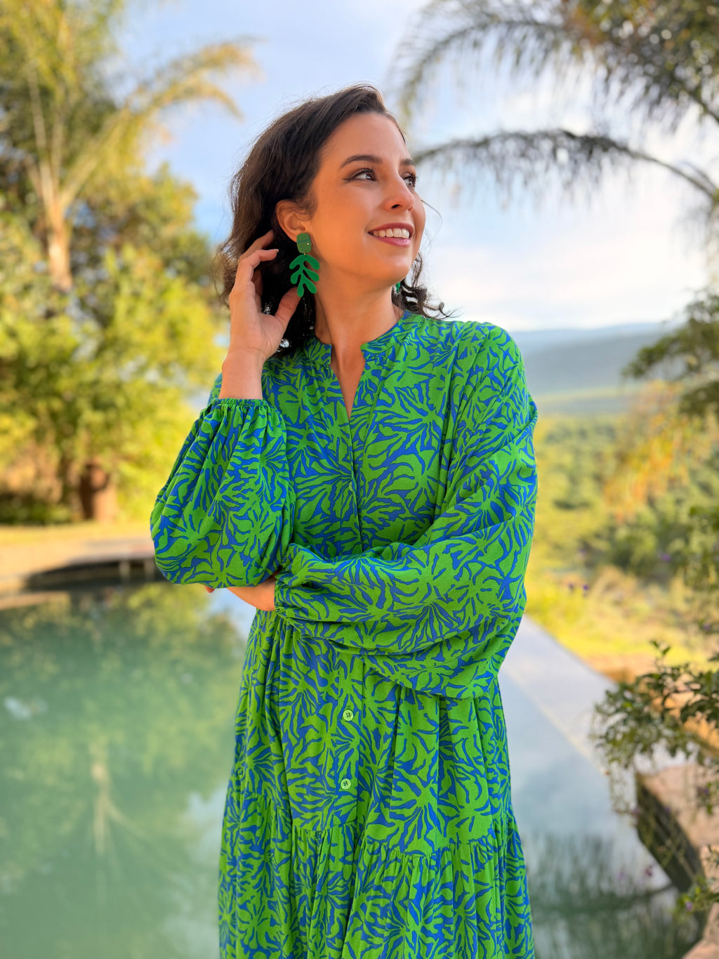 Jenna dress - Green two tone