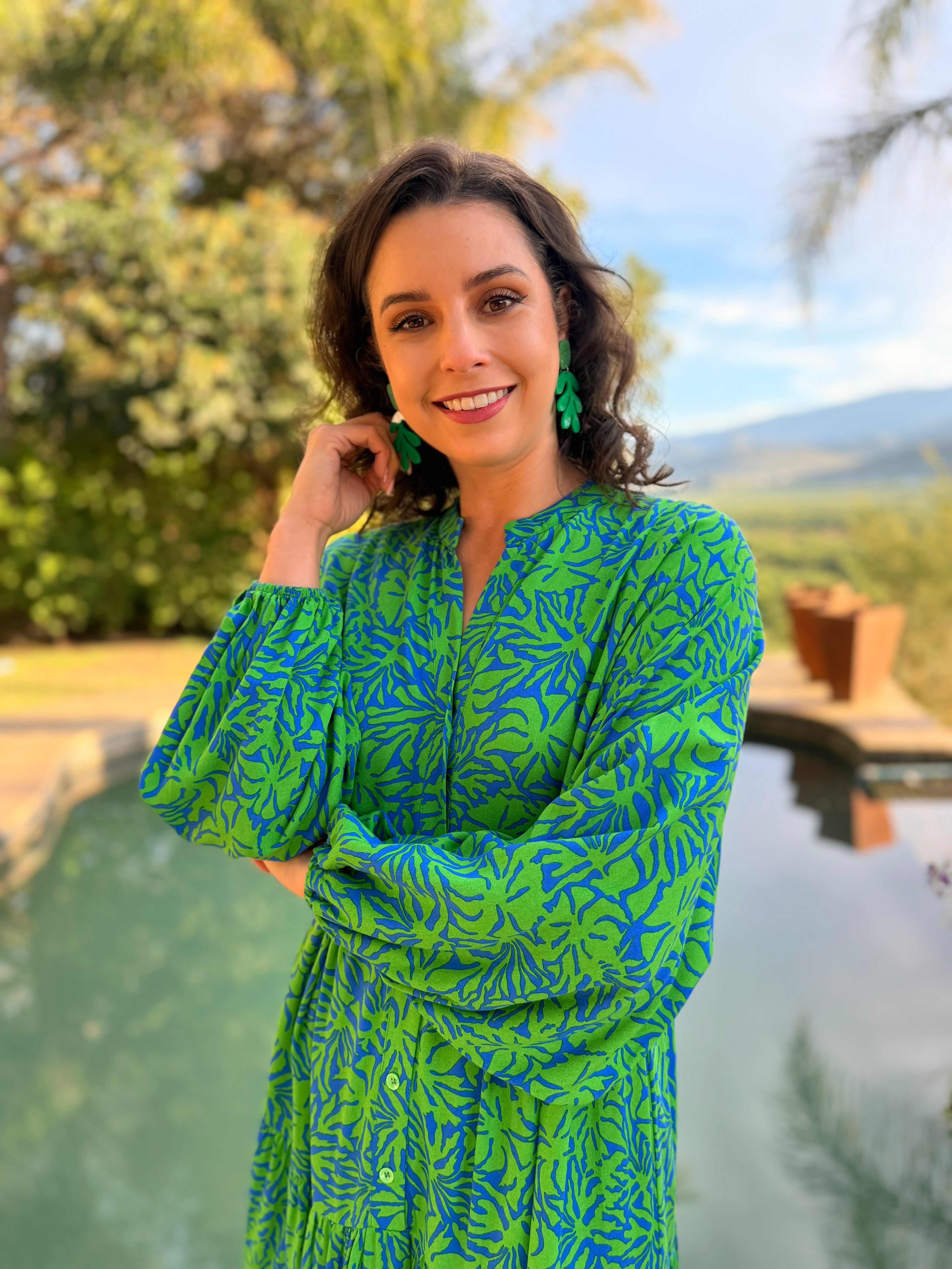 Jenna dress - Green two tone
