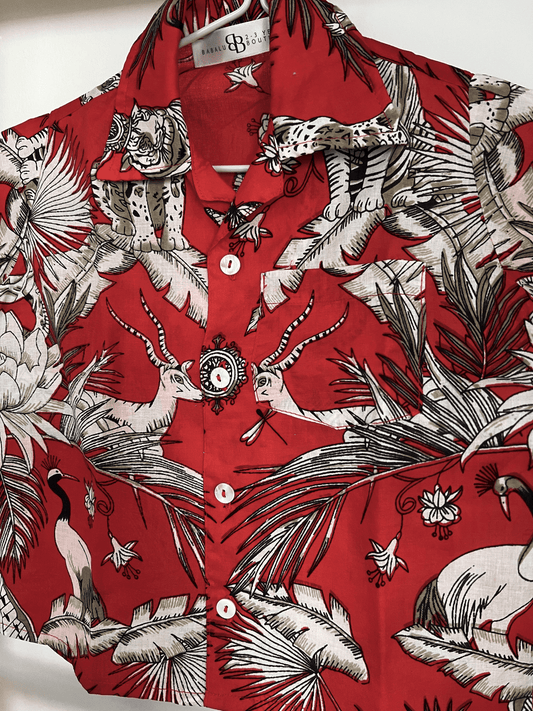 Boys shirt (short sleeve)- Jungle kingdom red Babalu boutique