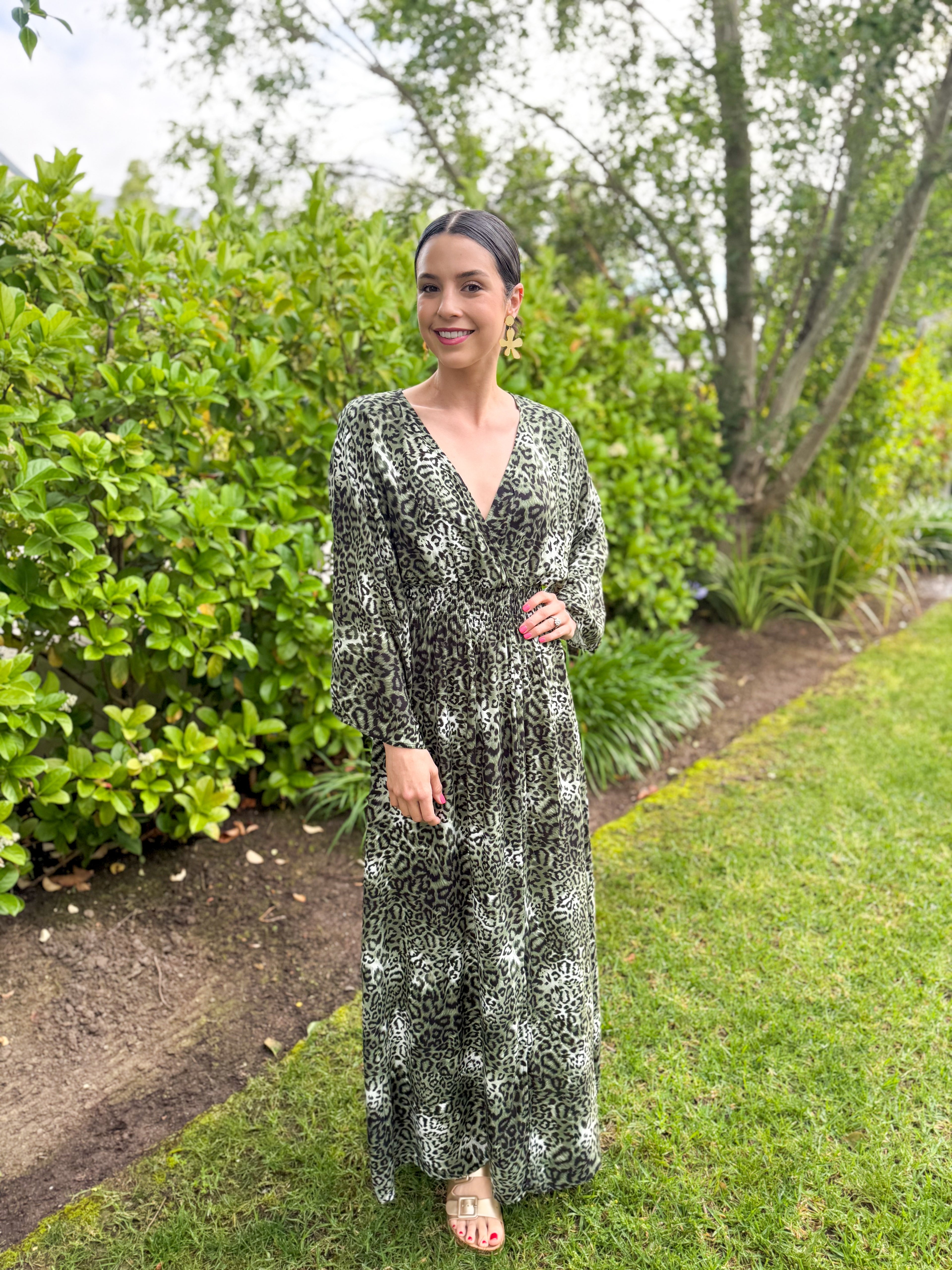 Green Leopard luxe dress