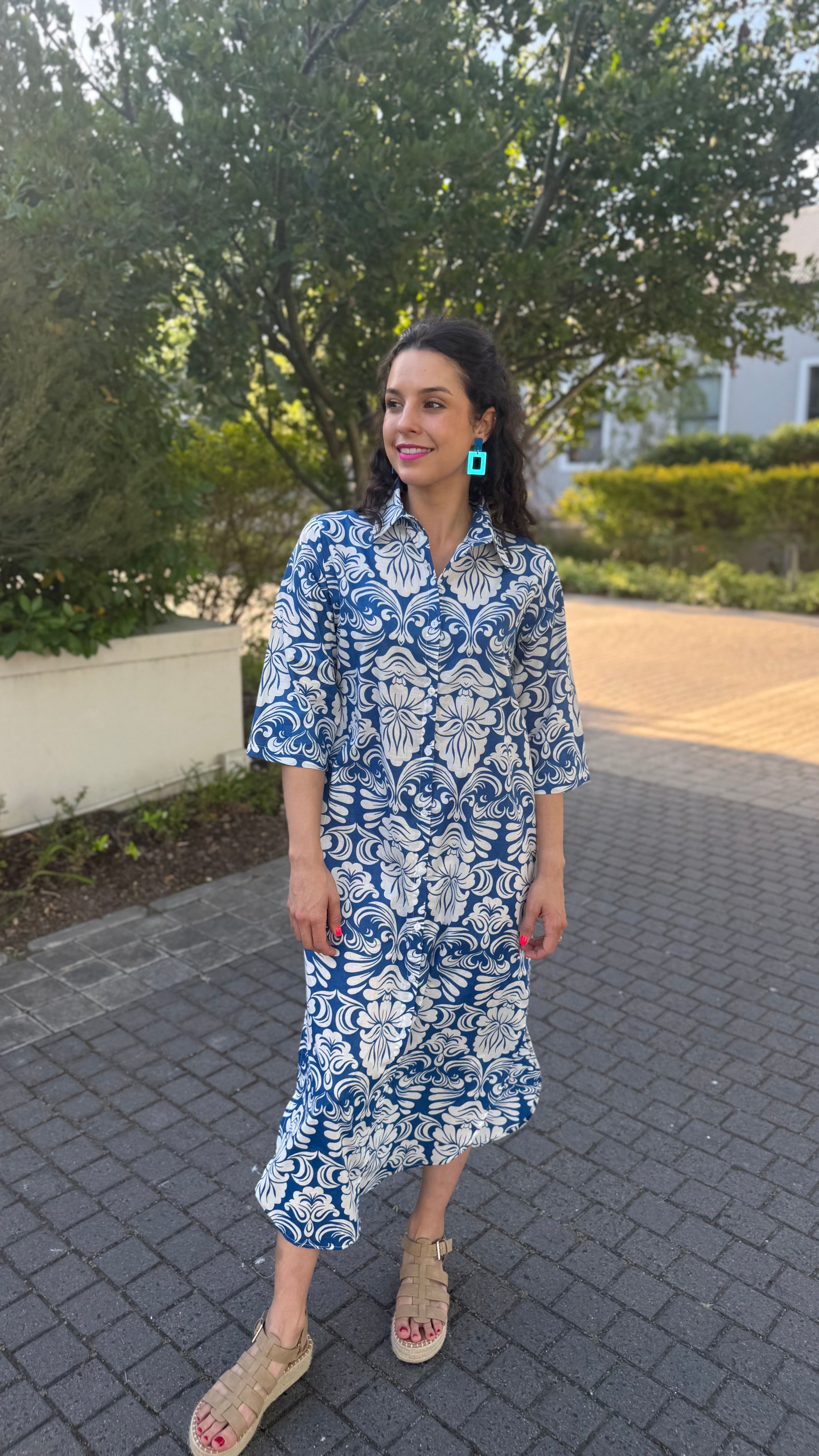 Jennifer dress - Blue & White