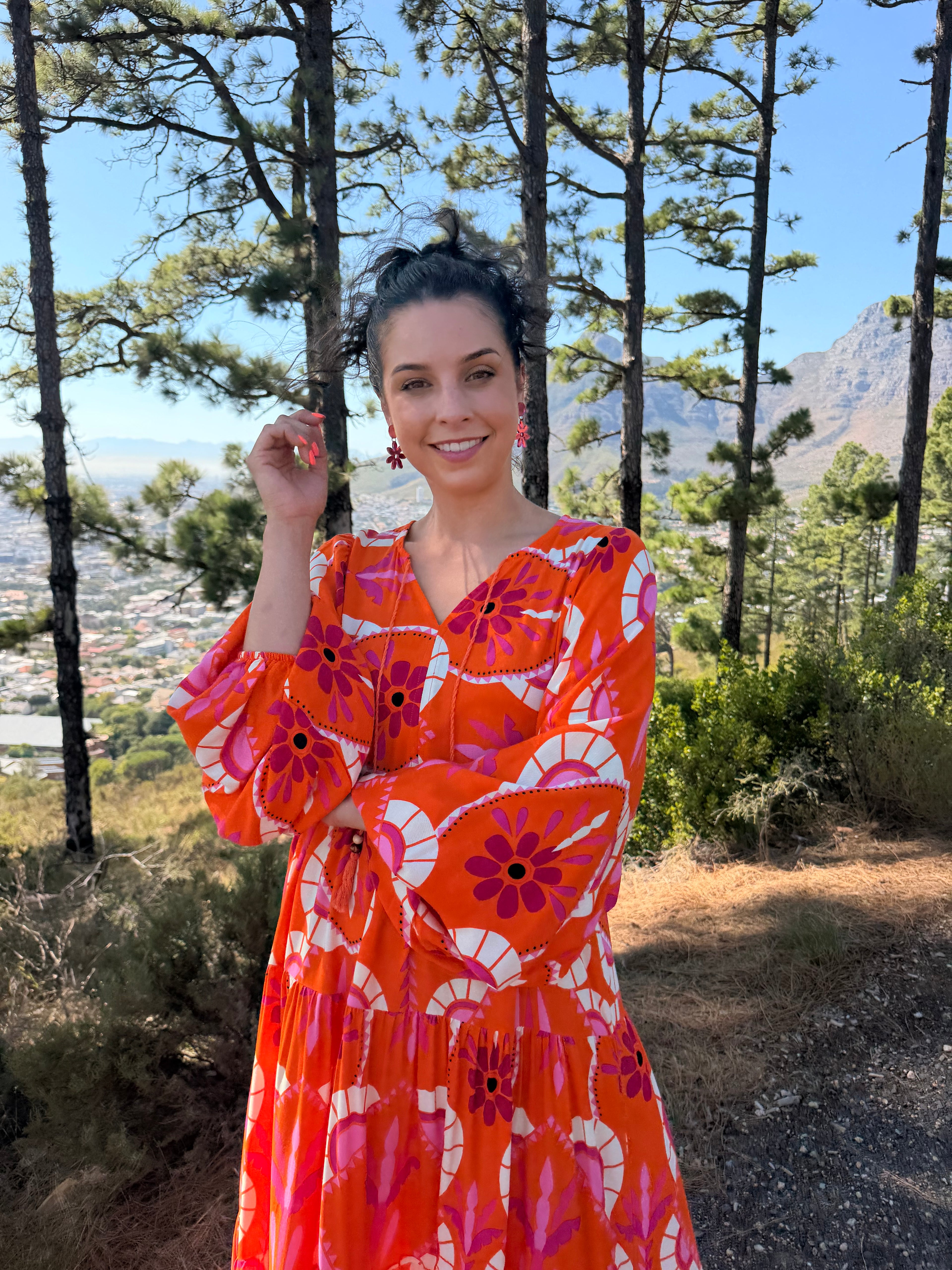 Kika dress - Orange & Pink