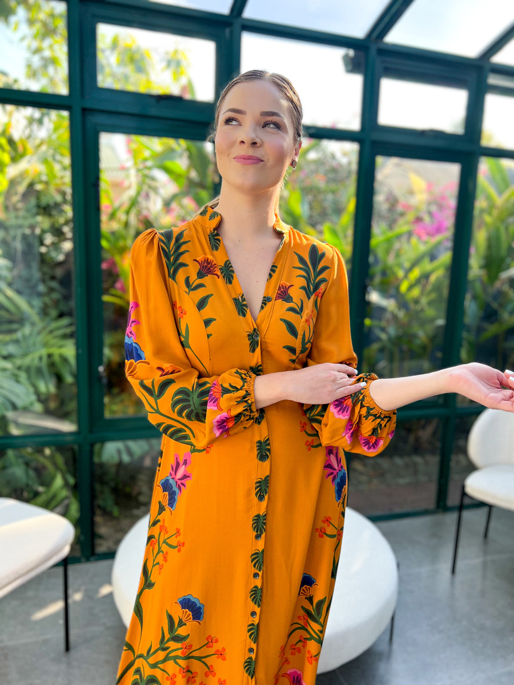 June dress - mustard floral