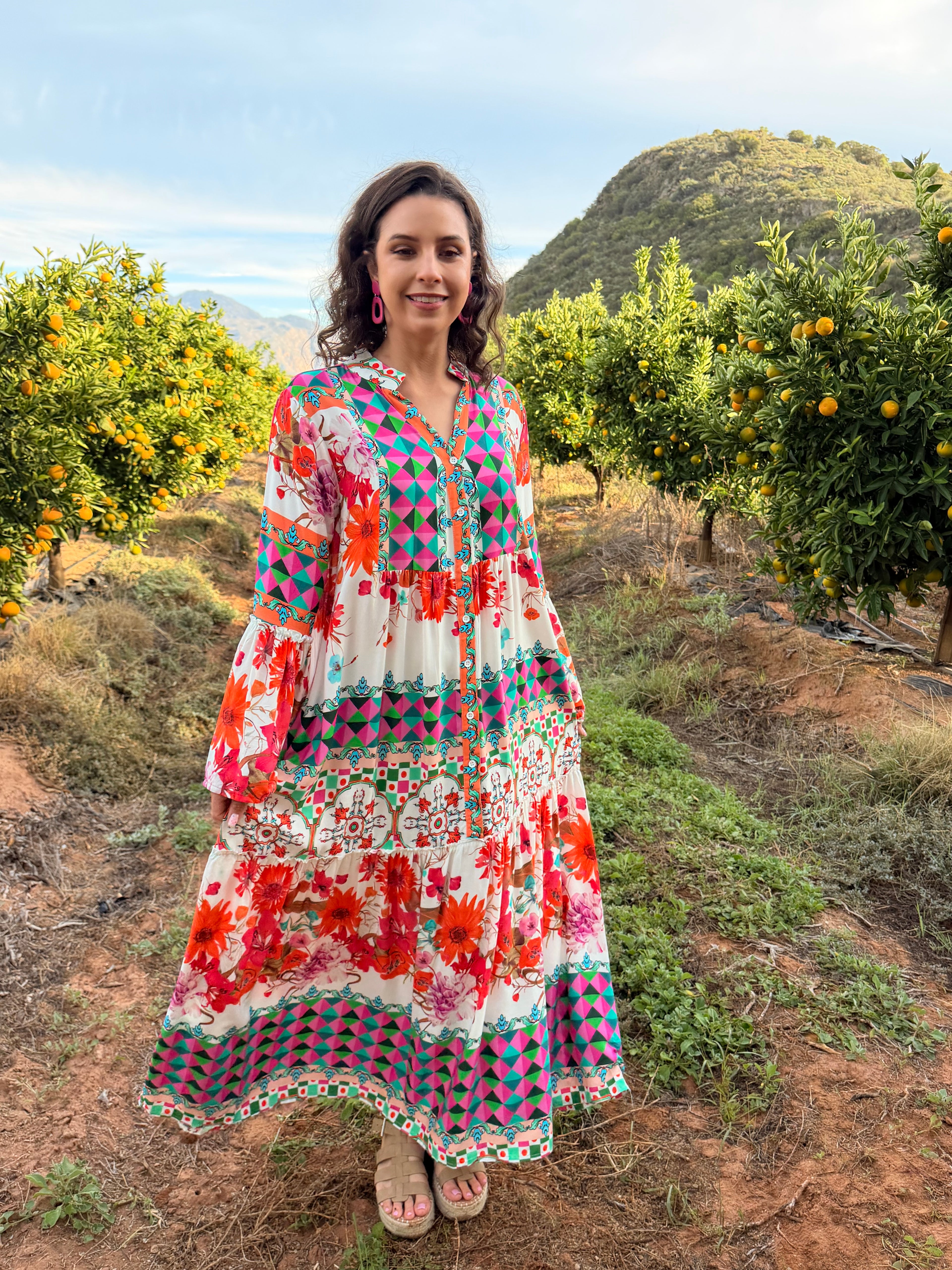 Lizette dress - Pink & orange