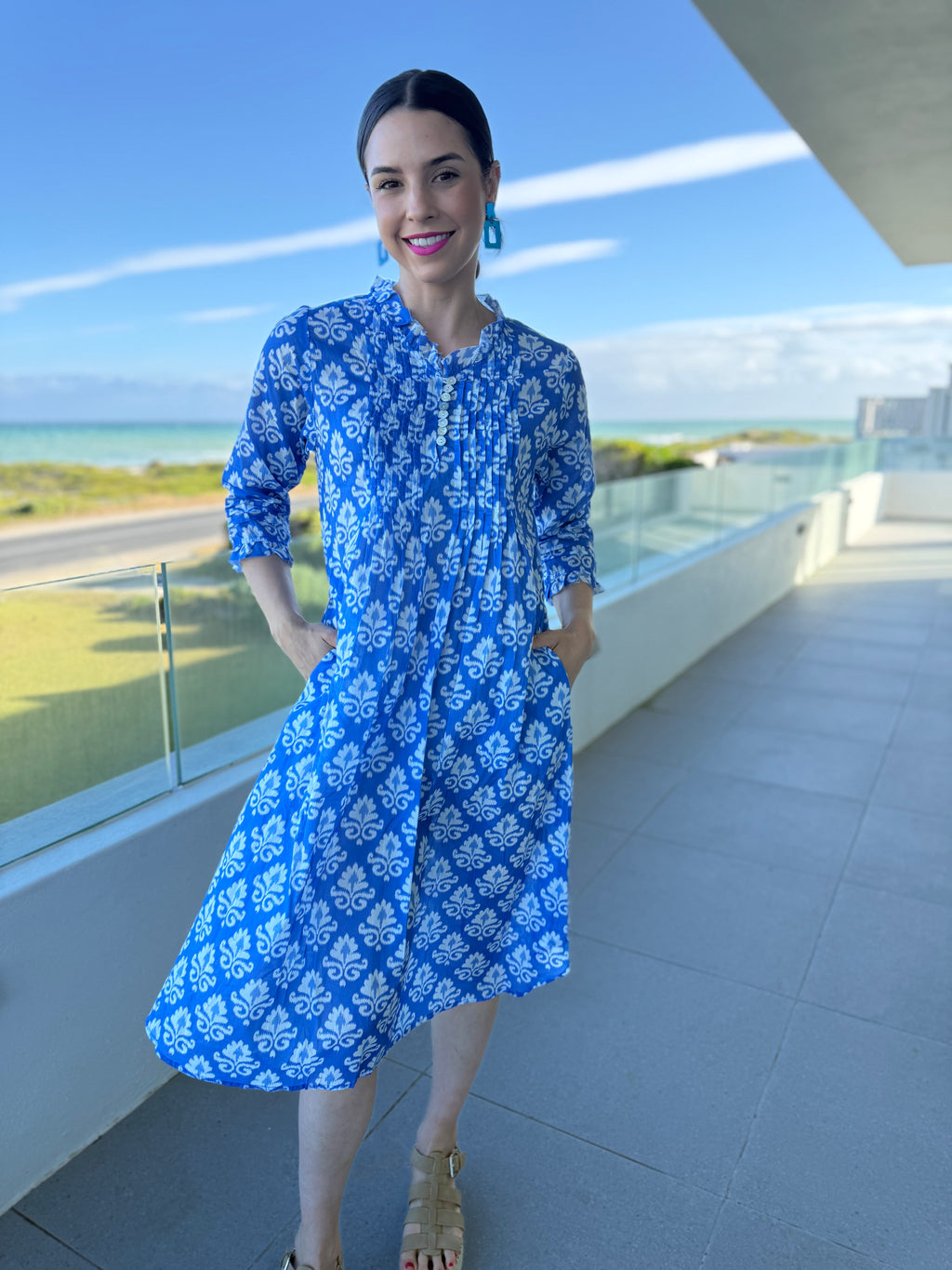 Memia dress - Blue and white