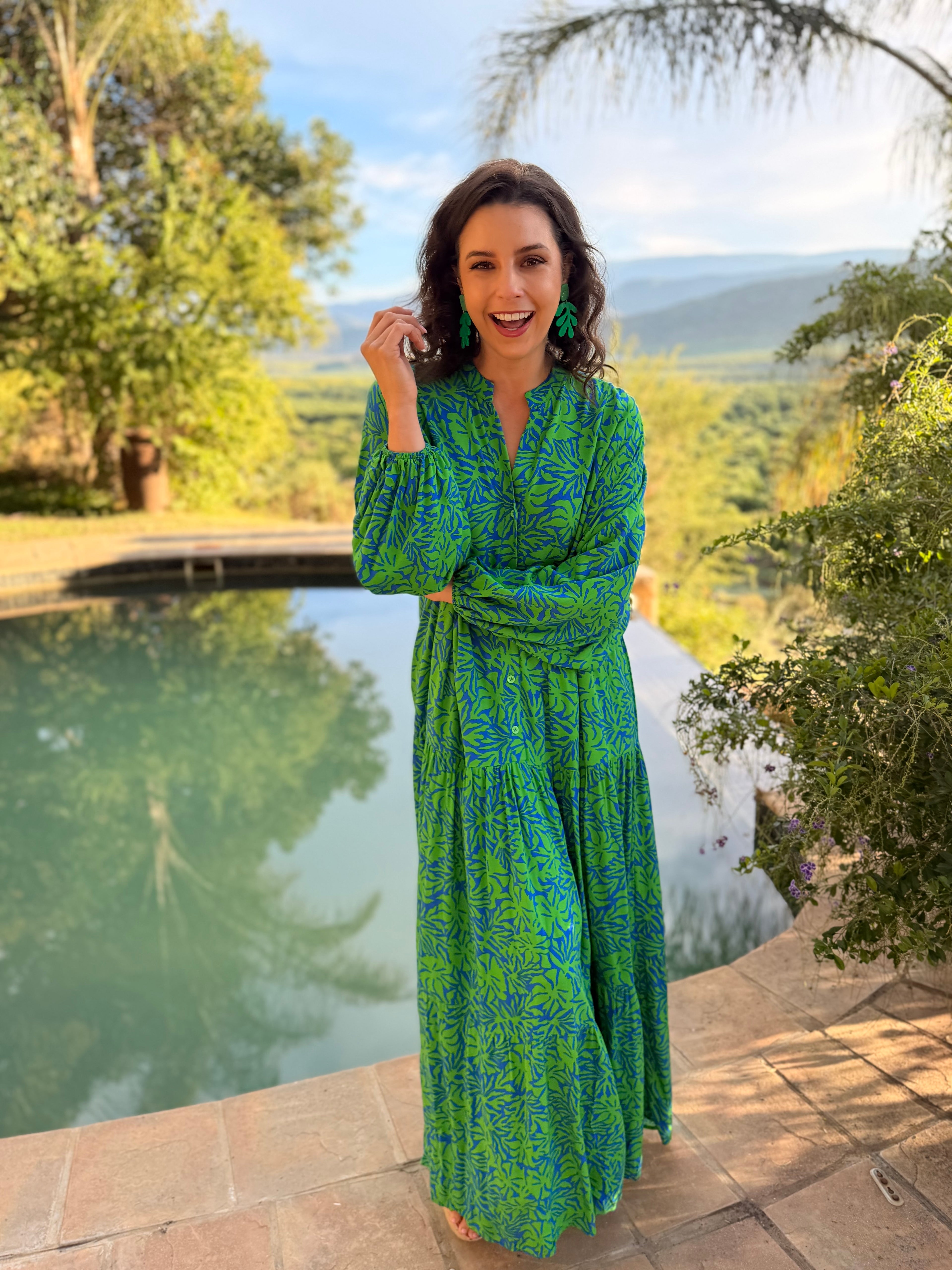 Jenna dress - Green two tone