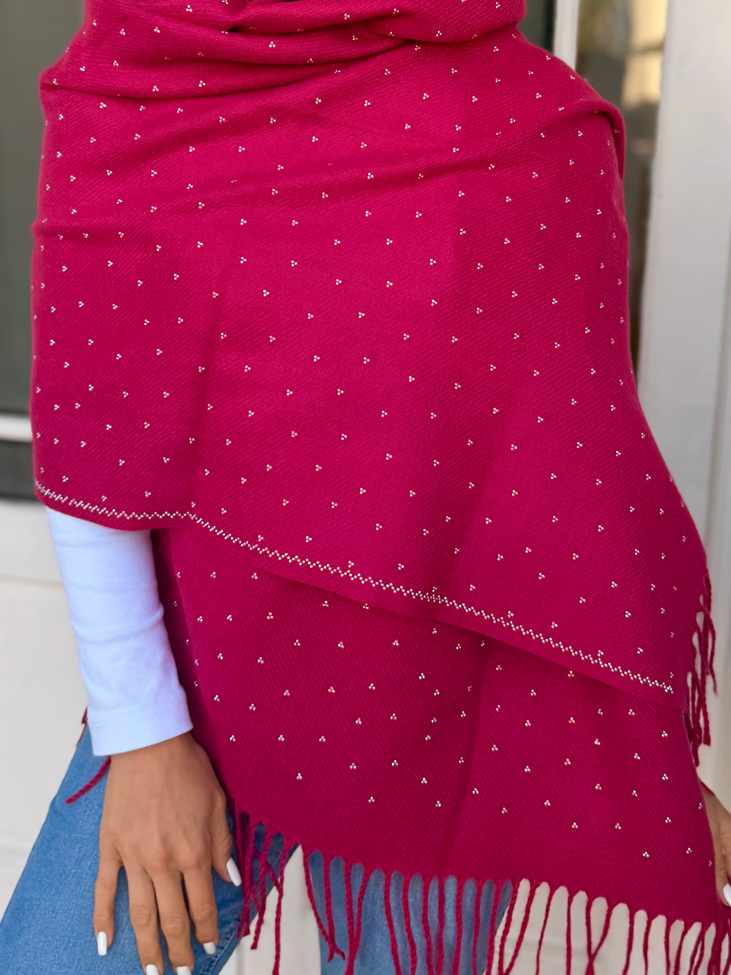 Cashmere shimmer scarf- Magenta