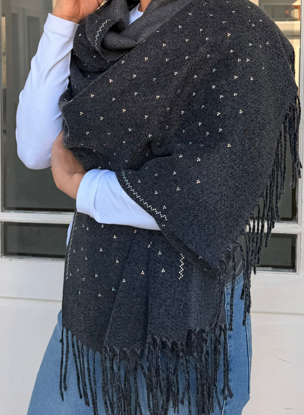 Cashmere shimmer scarf - Charcoal