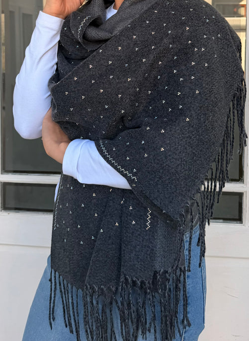 Cashmere shimmer scarf - Charcoal