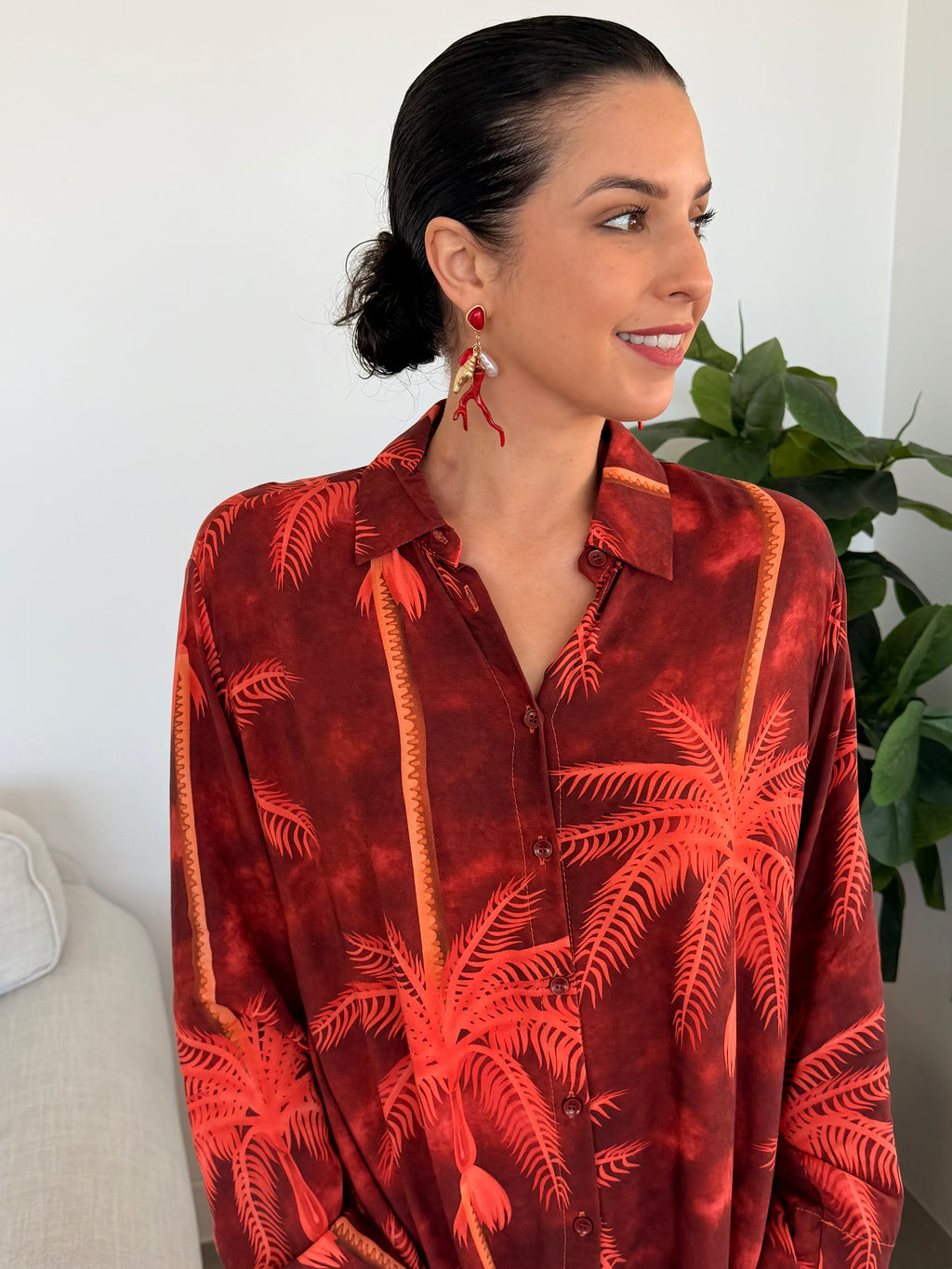 Flavia dress - Burnt orange palm