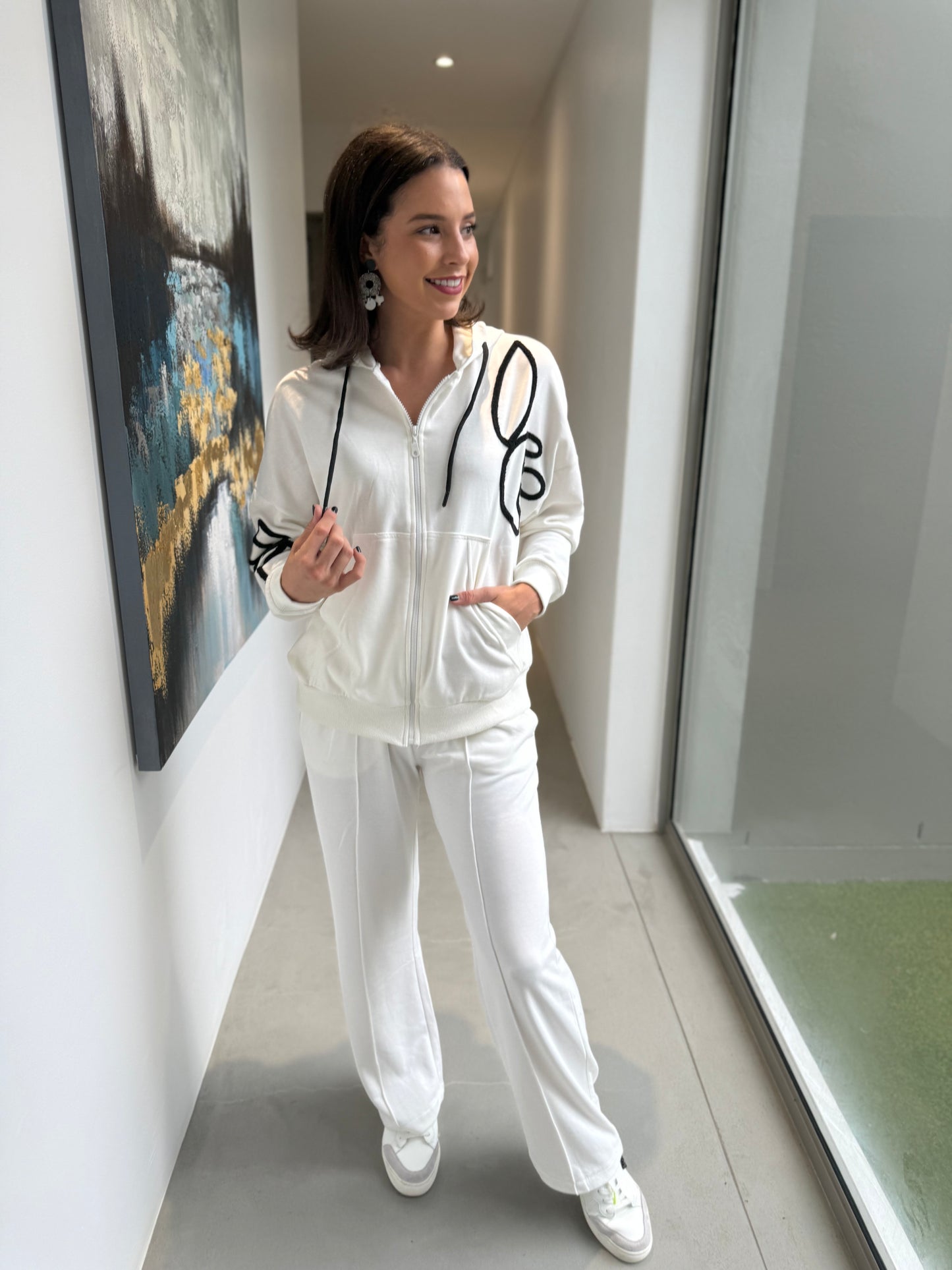 Ivory Chanel tracksuit - Black flower