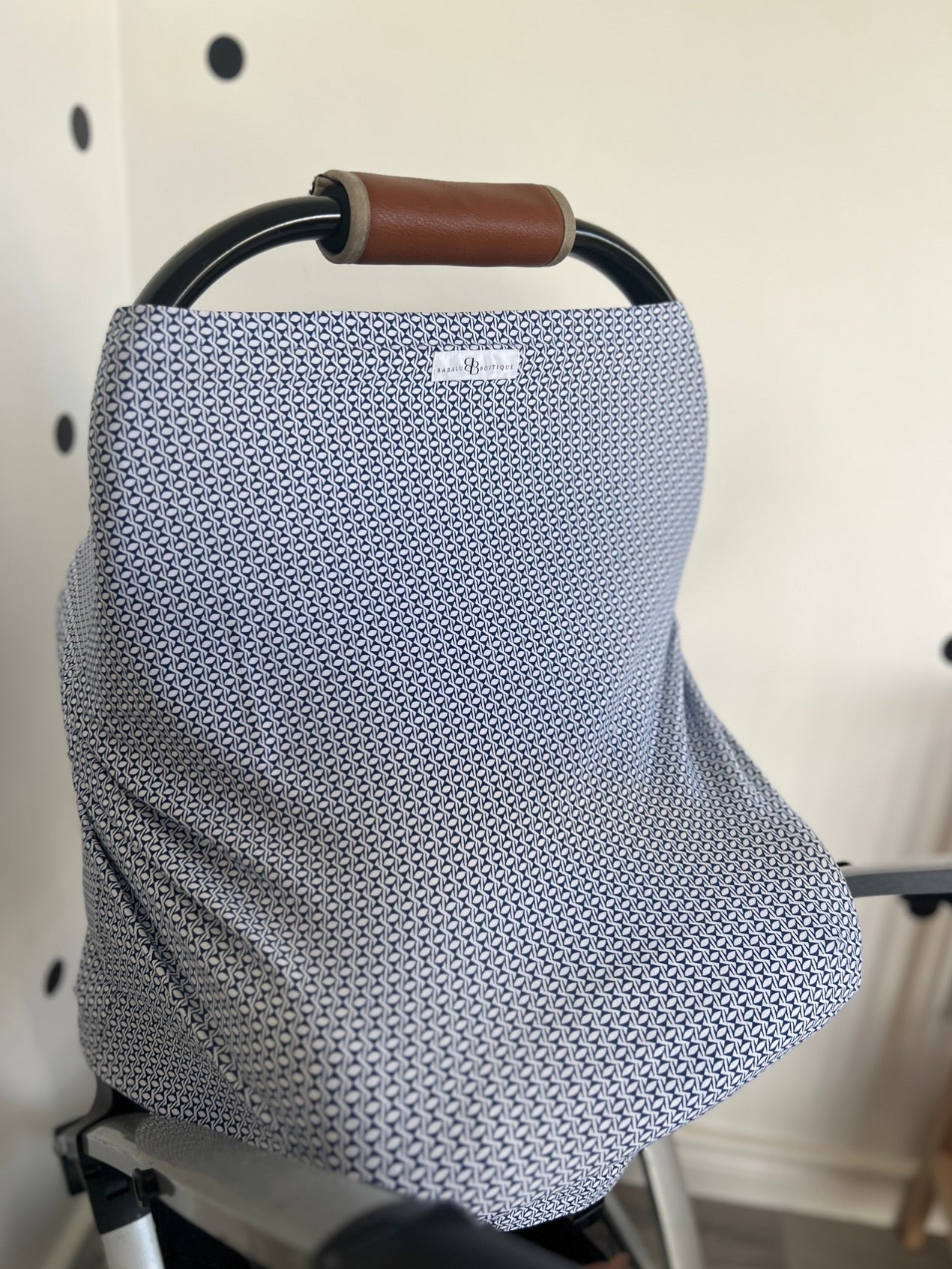 Car seat cover / feeding blanket - GeoFun Blue and White Babalu boutique