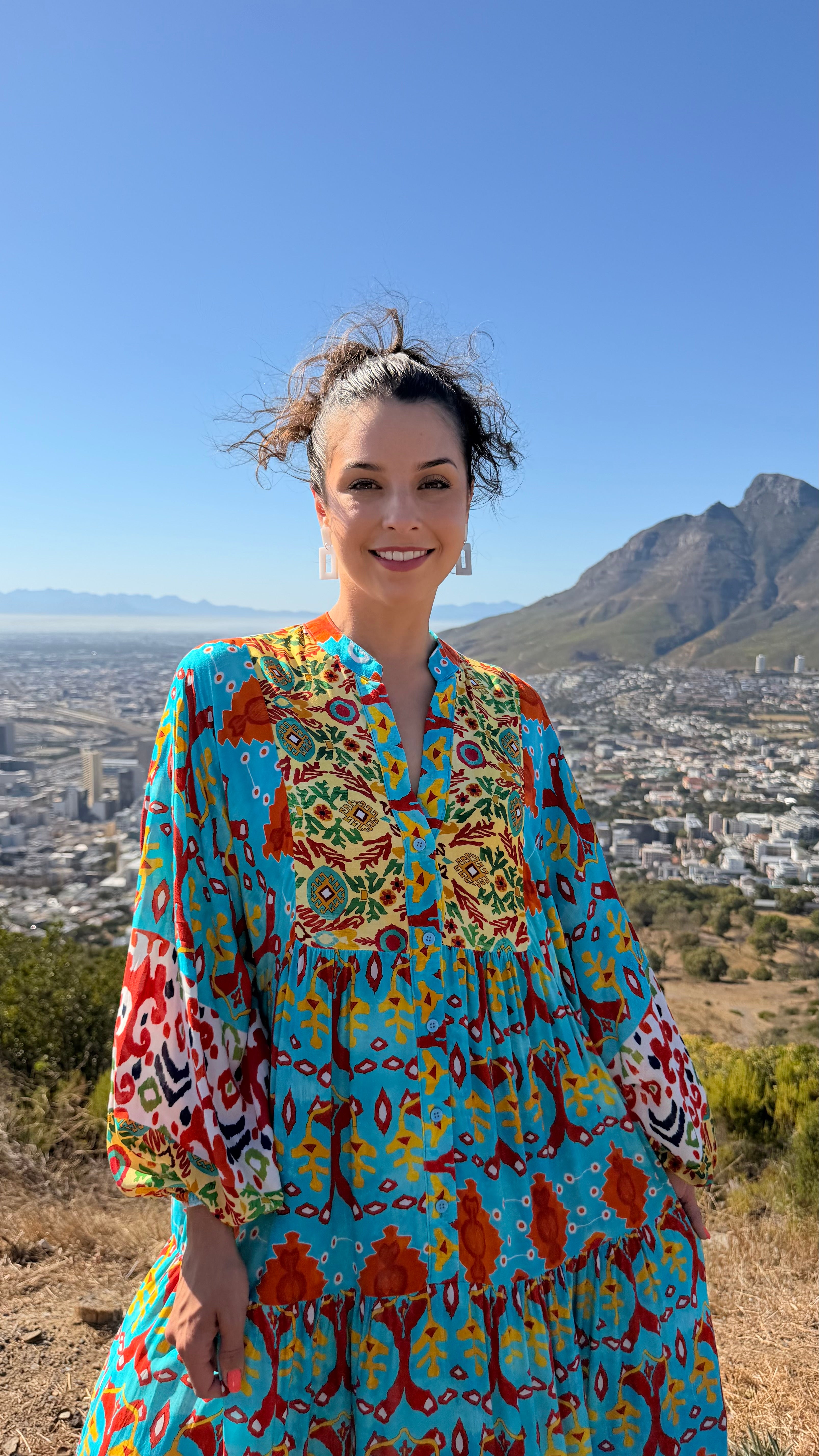 Jenna dress - Aqua ikat