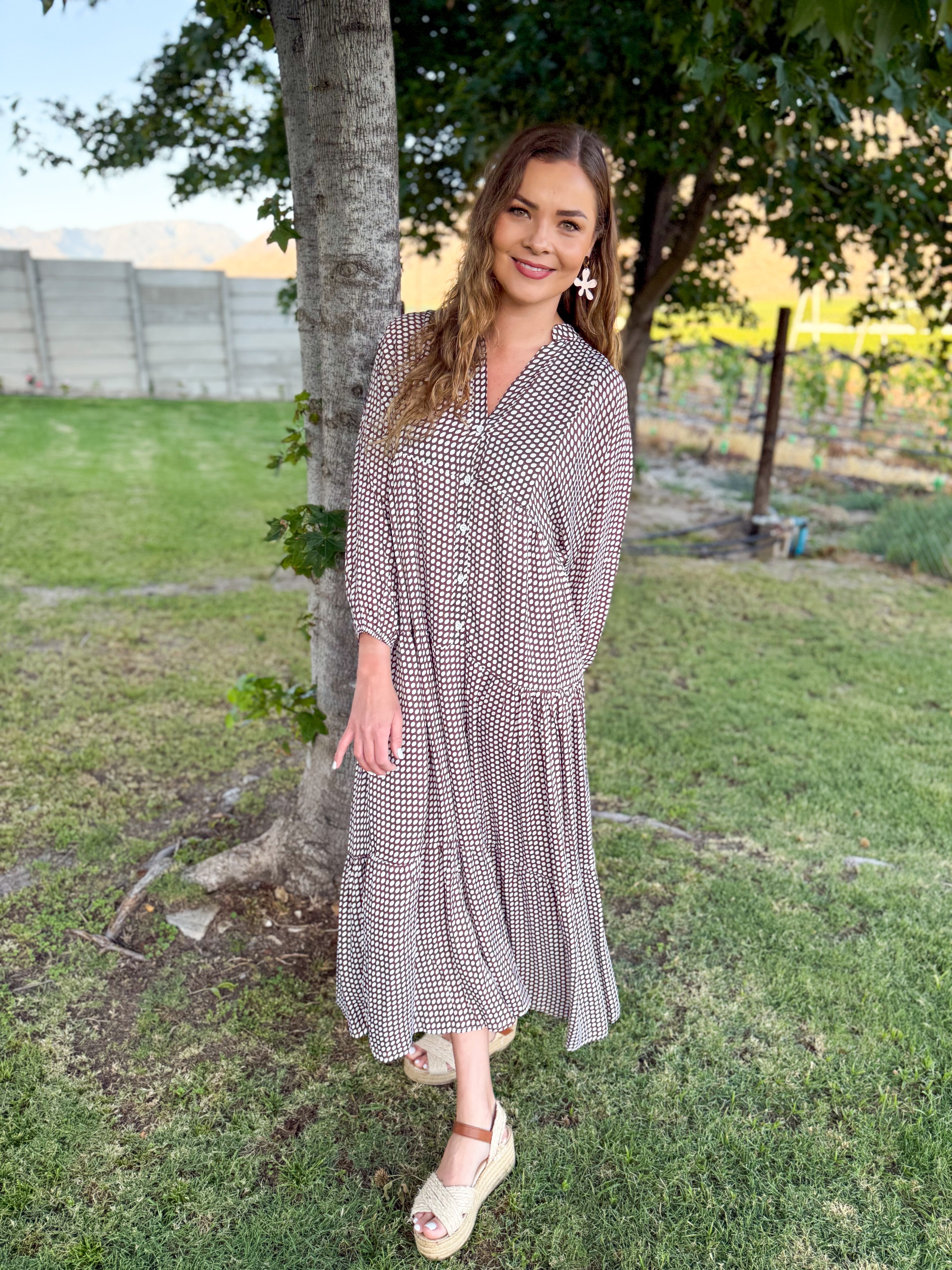 Jenna dress - Mocha dots