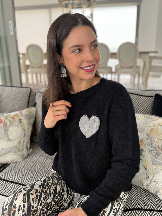 Baby alpaca knit- Black heart