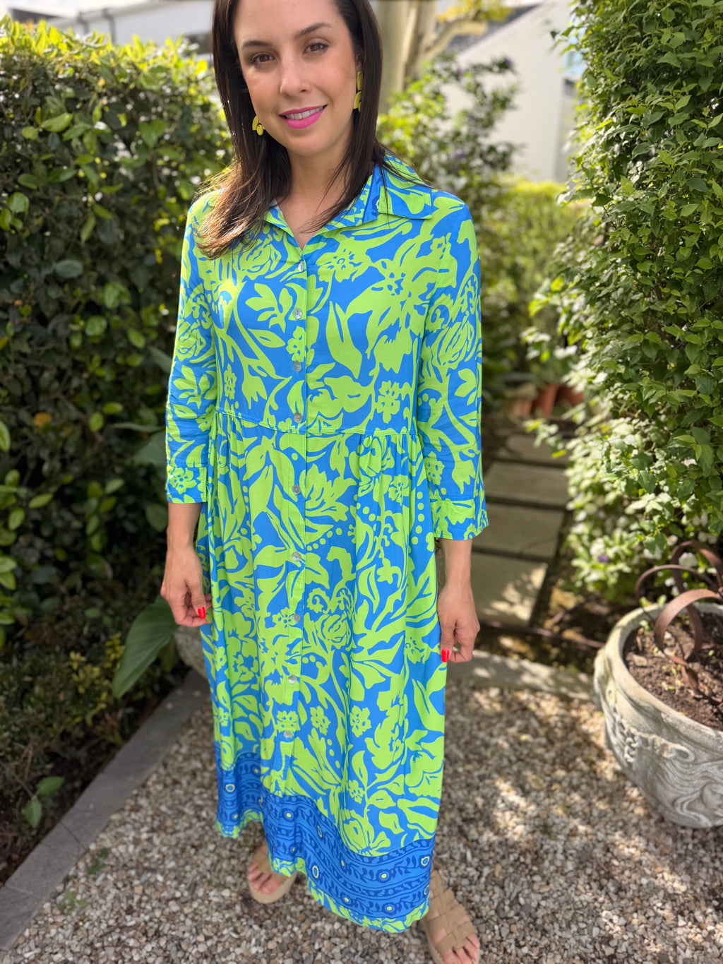 Viva dress - Lime & Blue