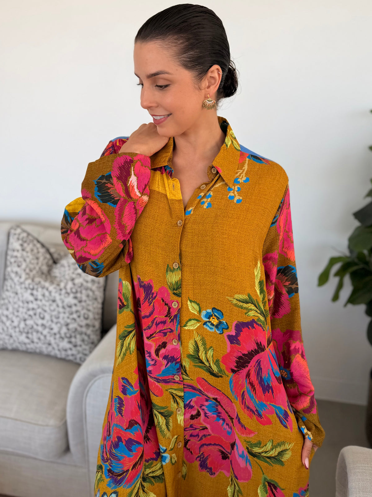 Luna dress - Mustard Floral