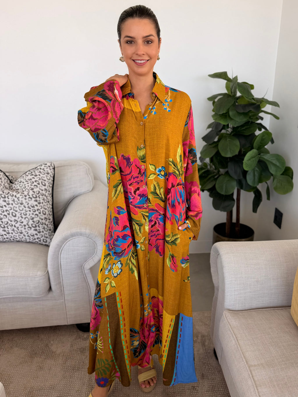 Luna dress - Mustard Floral