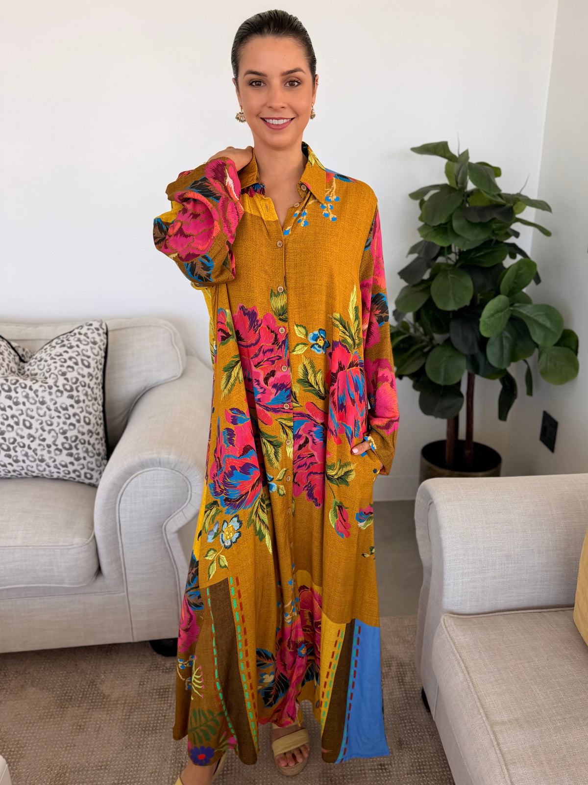 Luna dress - Mustard Floral