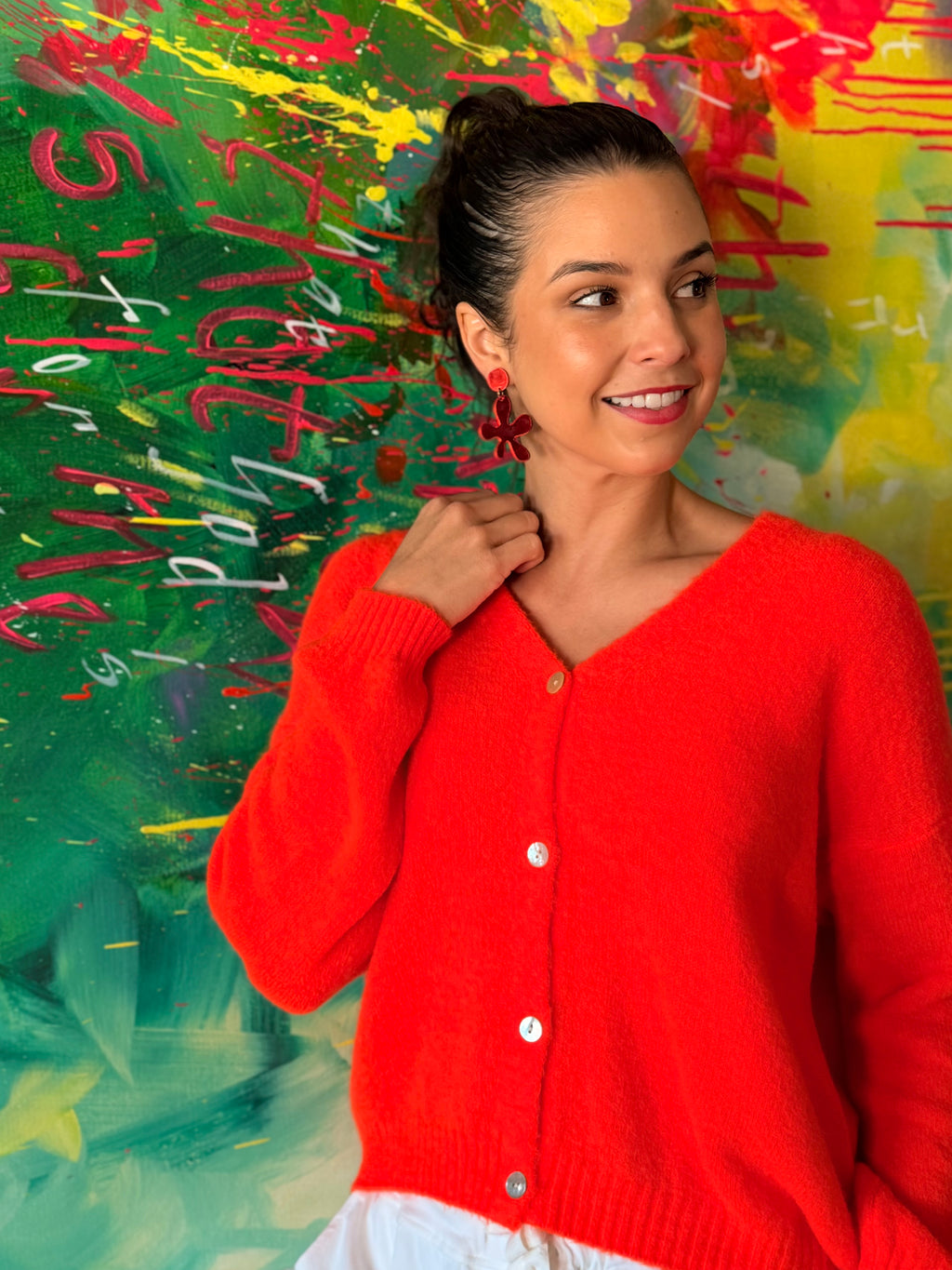 Baby alpaca cardigan - Orange