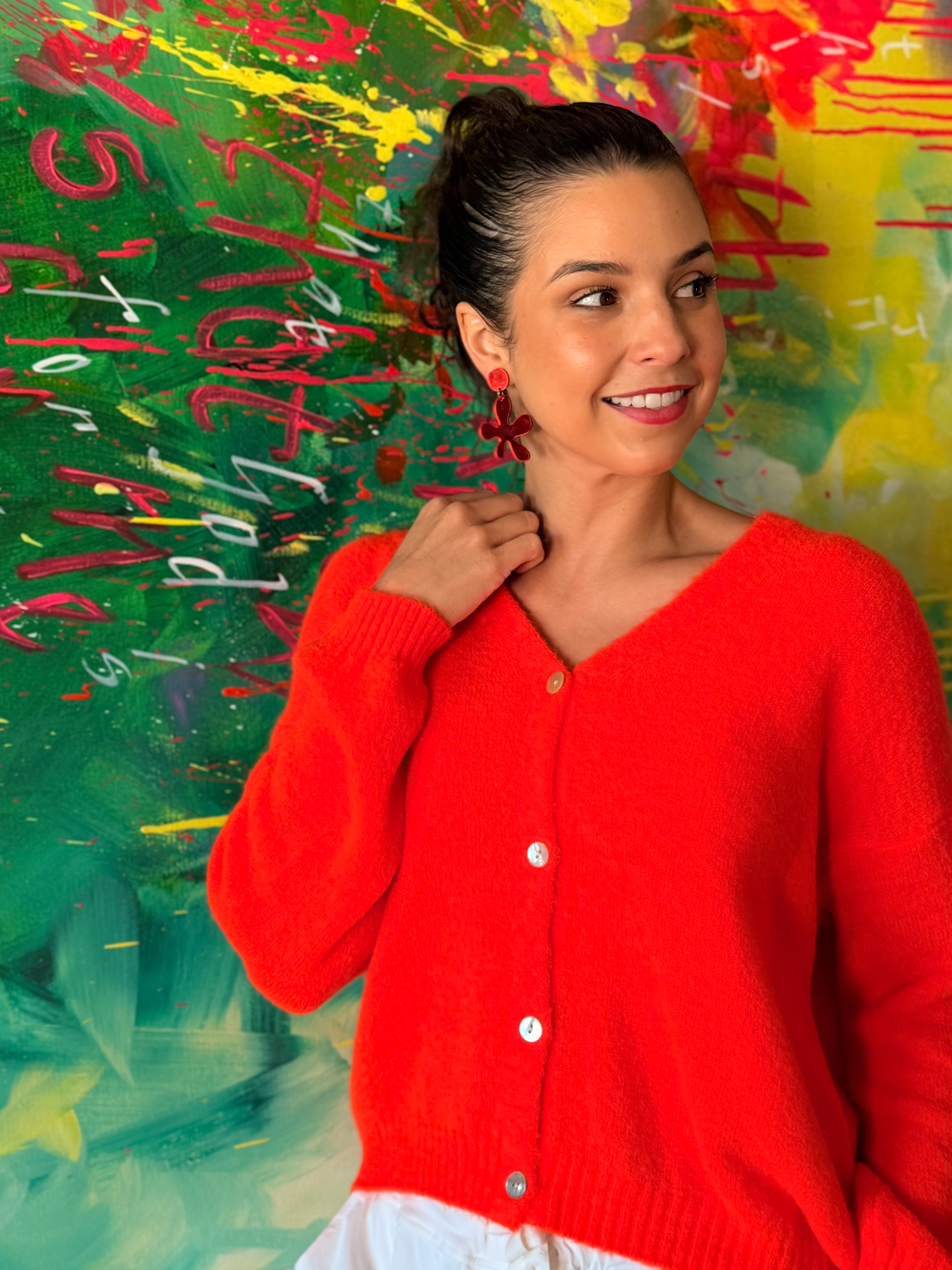 Baby alpaca cardigan - Orange