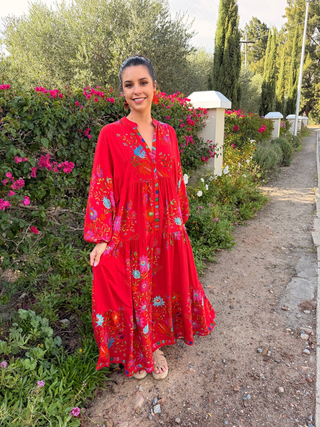 Jenna dress - Red ikat floral
