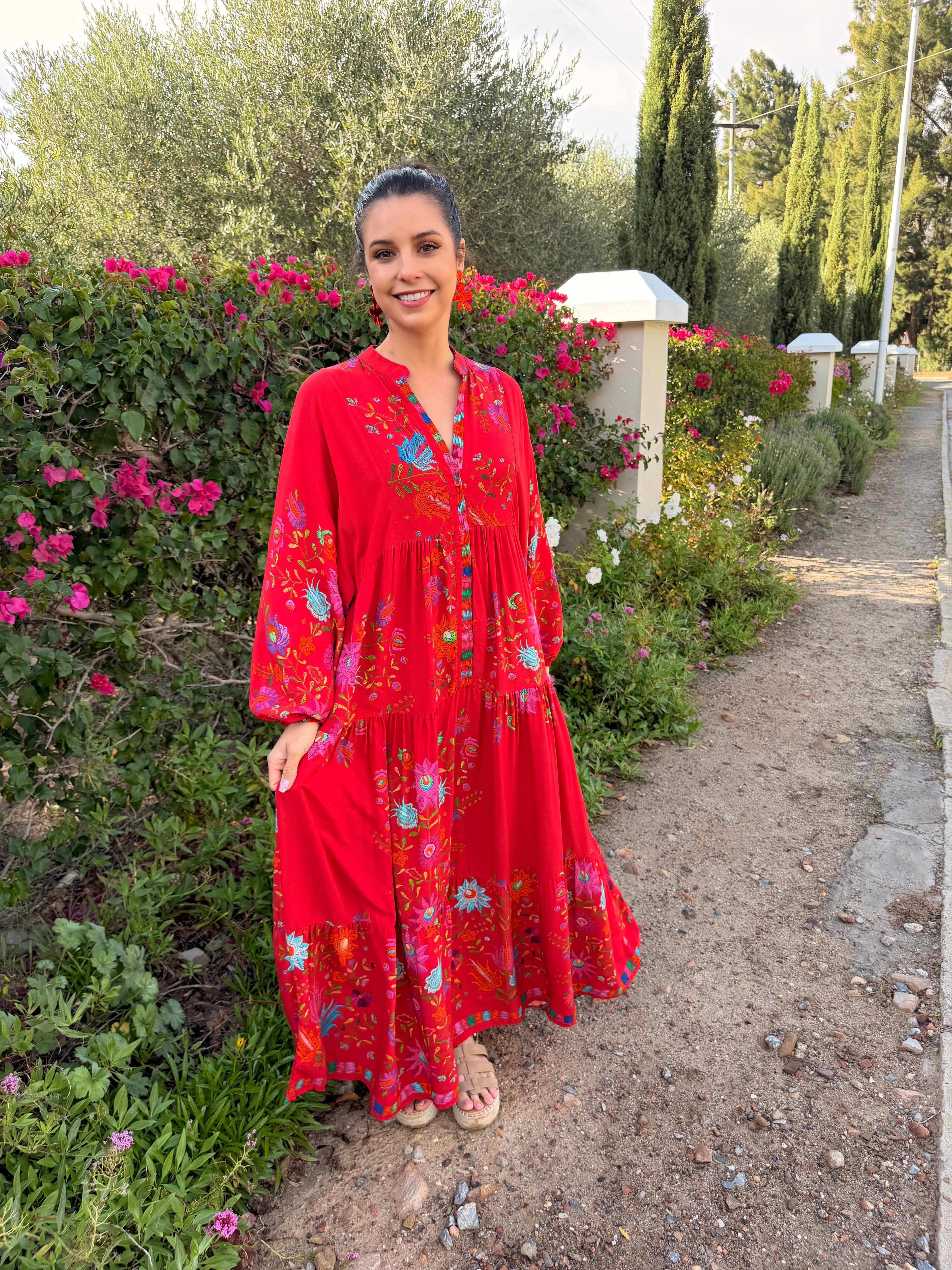 Jenna dress - Red ikat floral