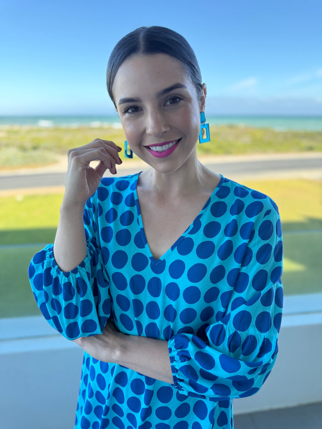 Veronique dress - Blue polka dot