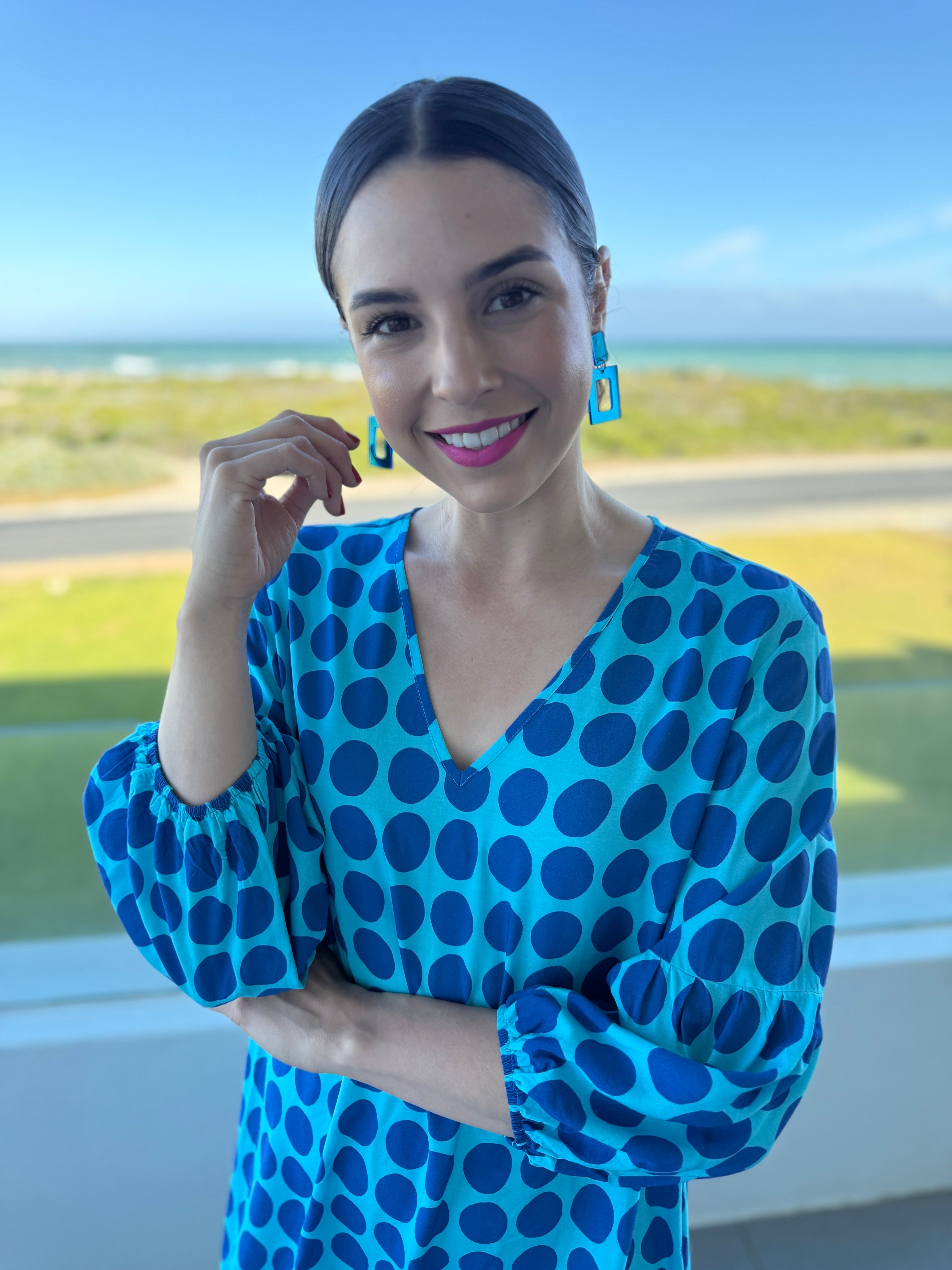 Veronique dress - Blue polka dot