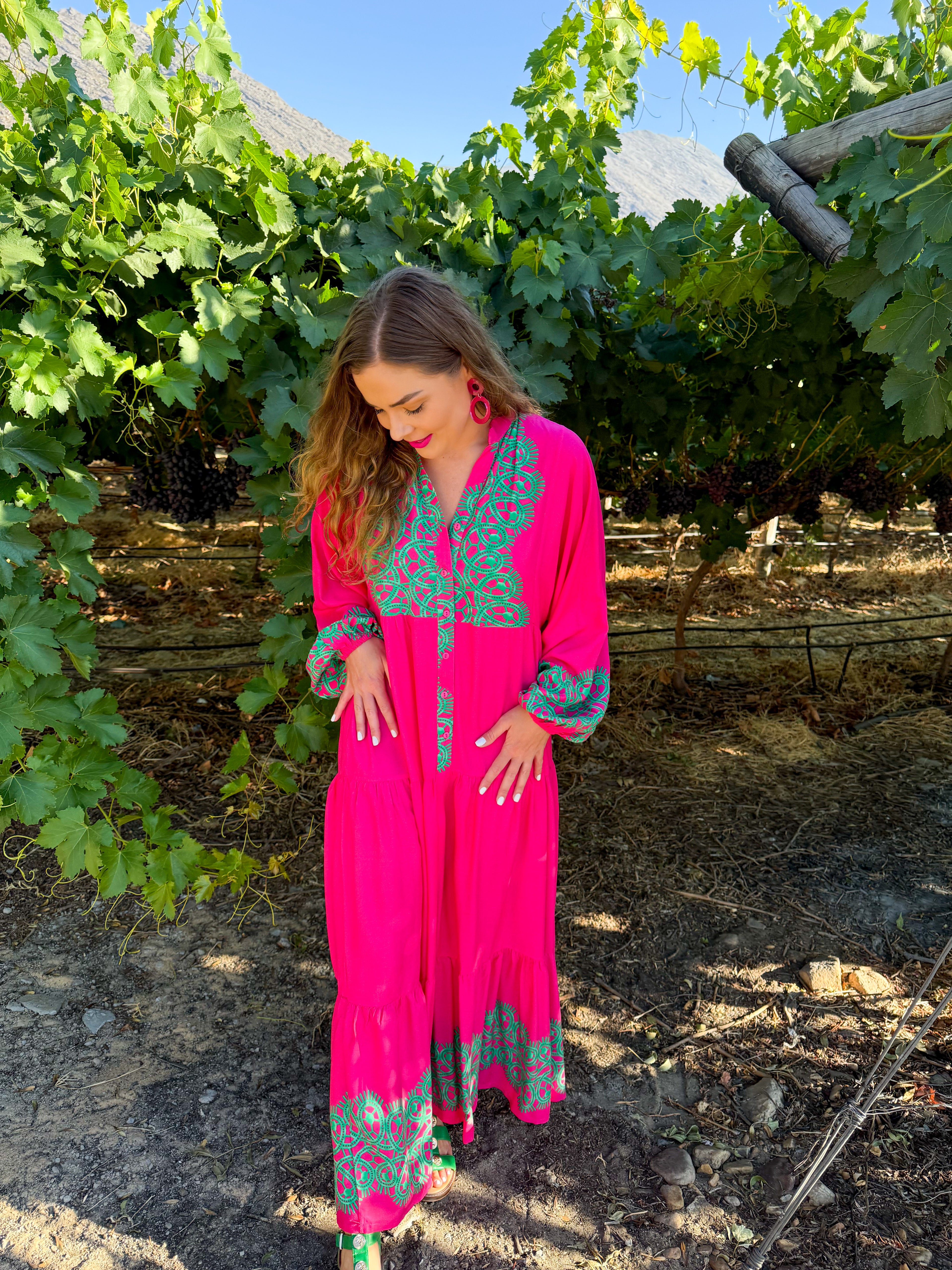 Berna dress - Pink & Green contrast
