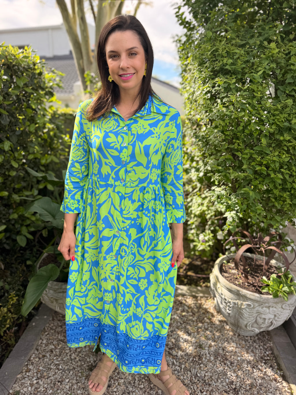 Viva dress - Lime & Blue