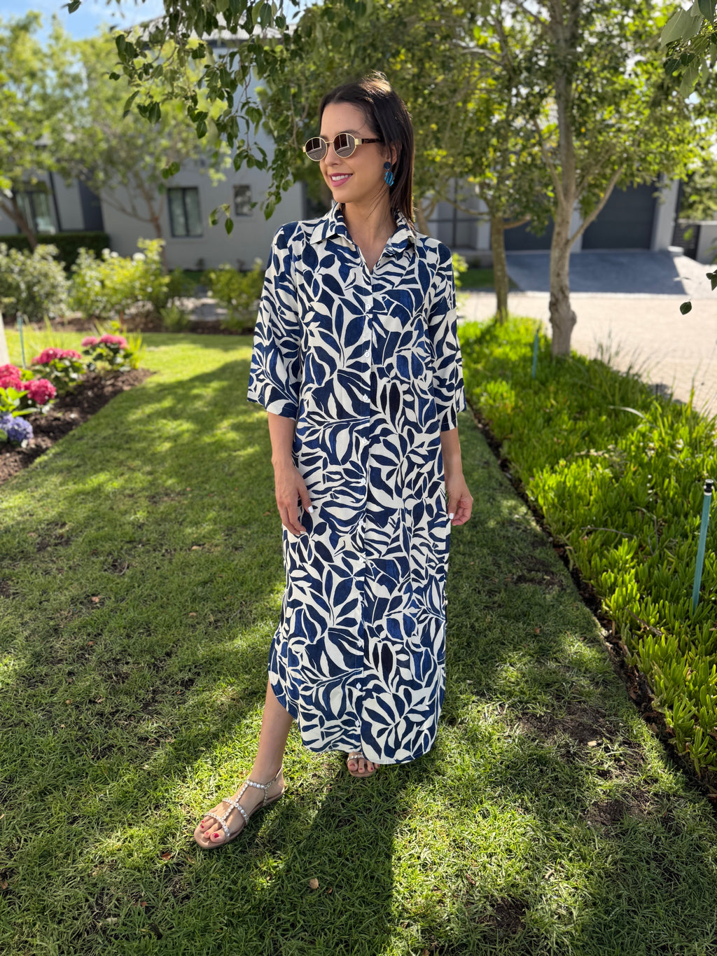 Jennifer dress - Navy leaf