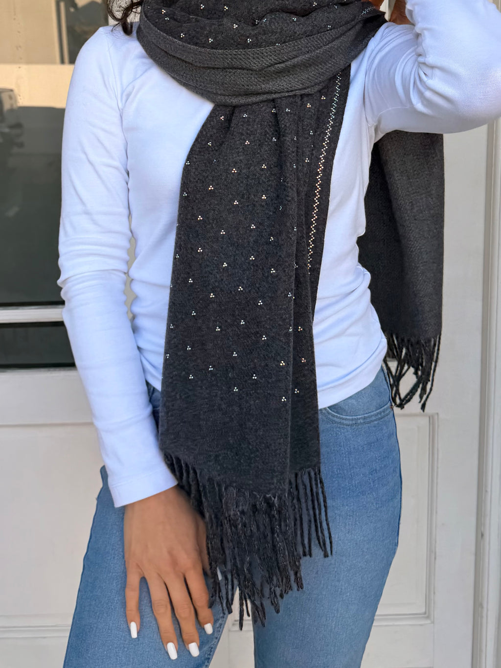 Cashmere shimmer scarf - Charcoal