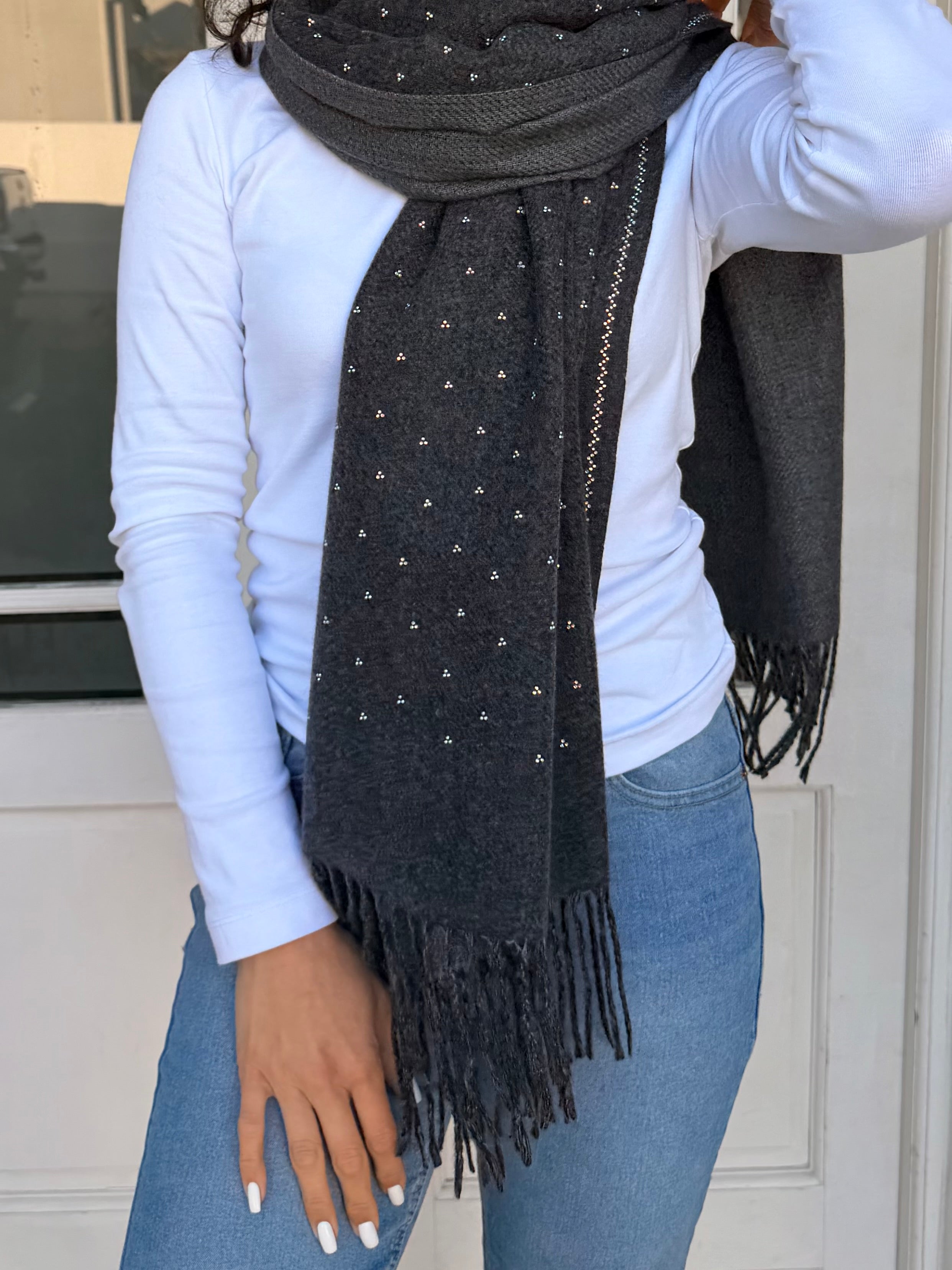 Cashmere shimmer scarf - Charcoal