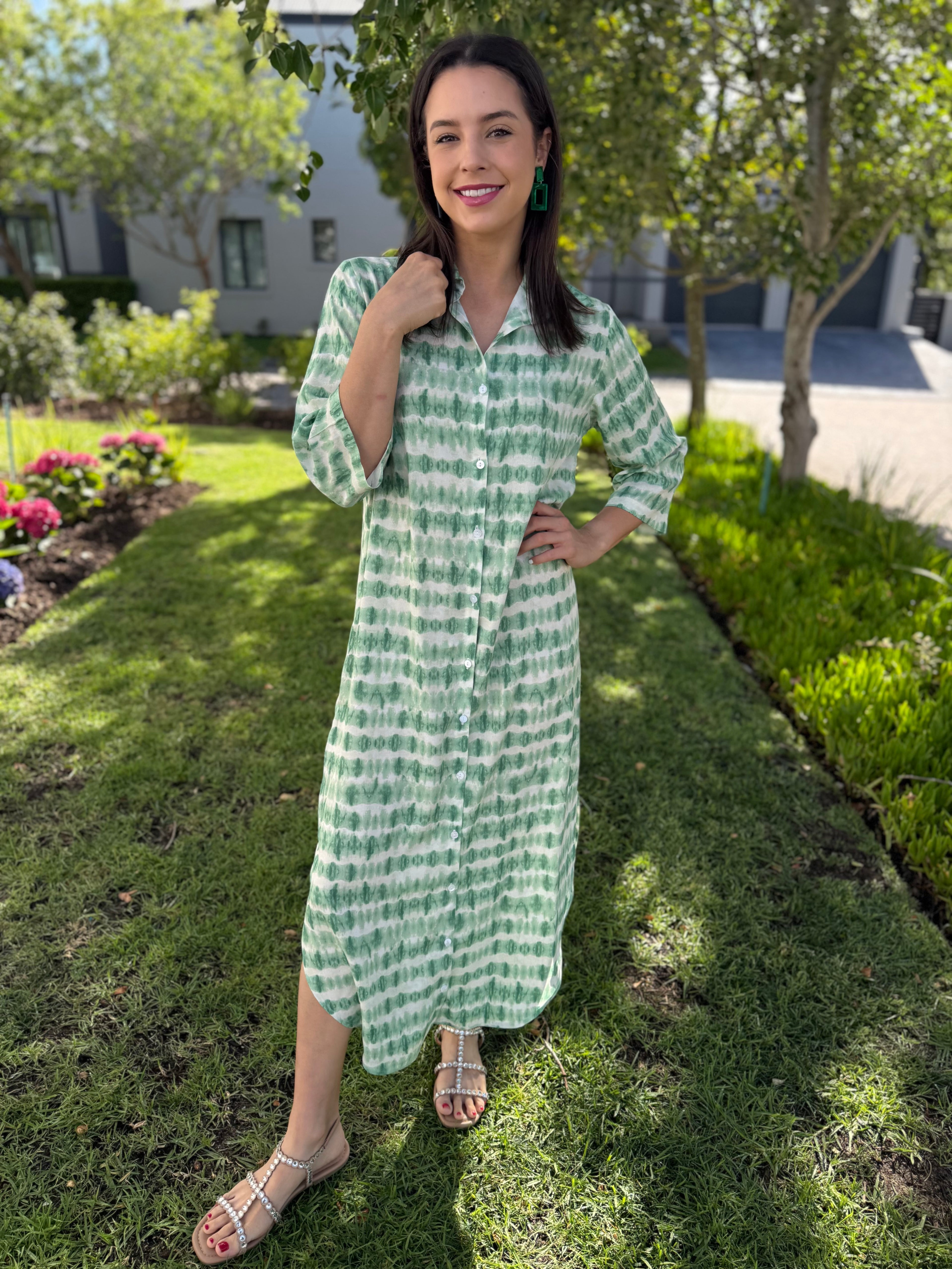 Jennifer dress - Green watercolour