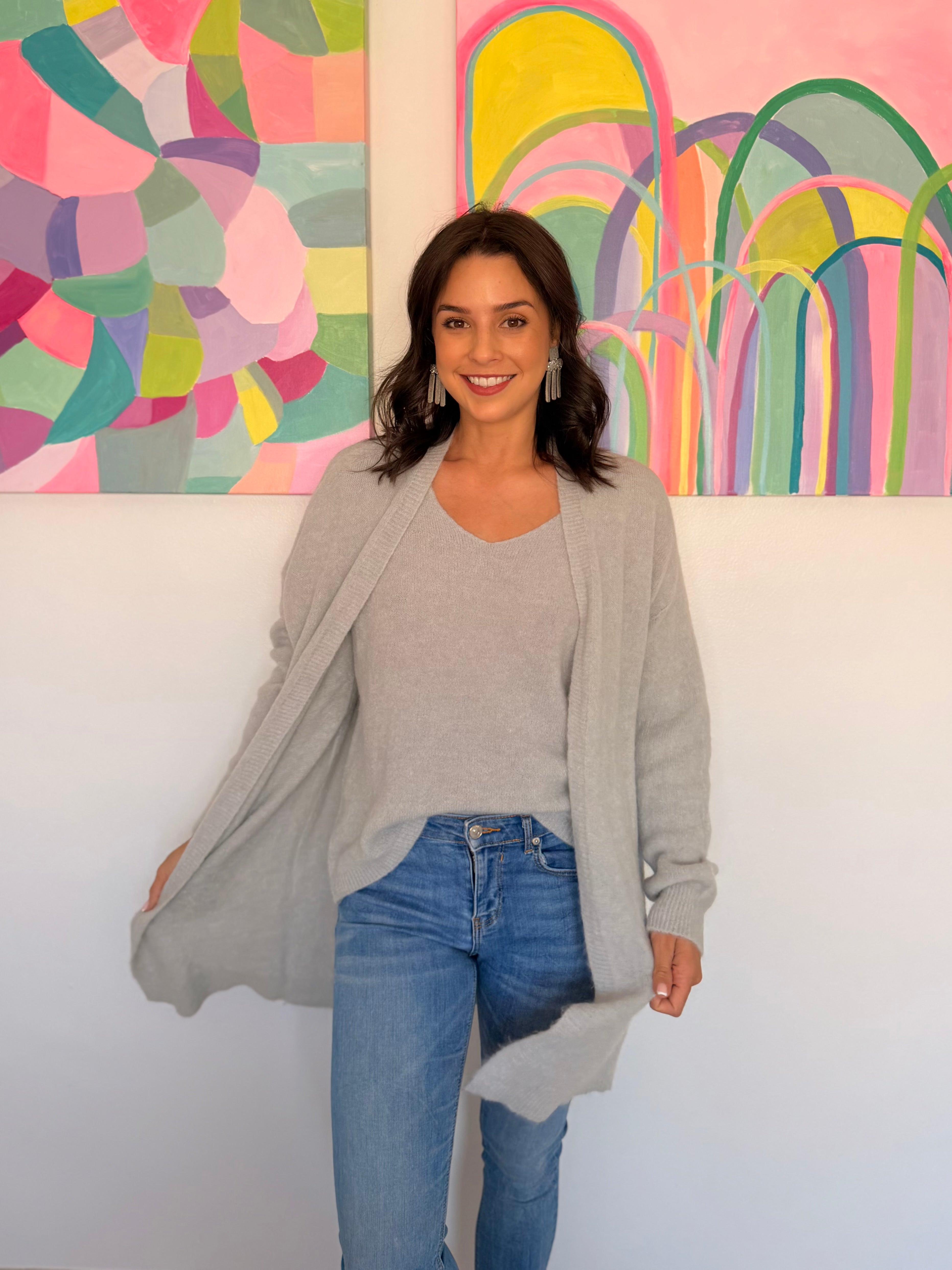 Baby alpaca long cardigan - Grey