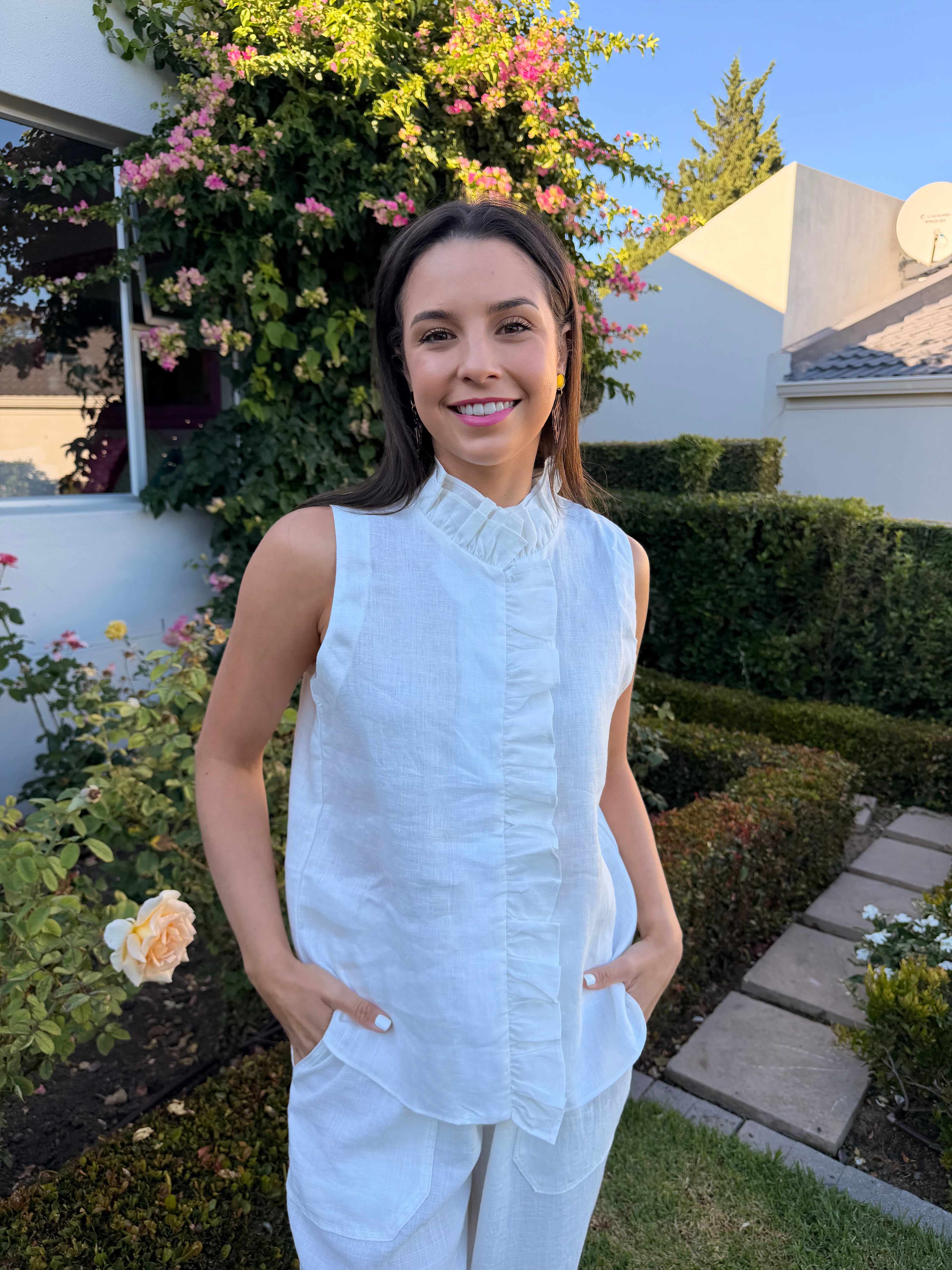 Rose Italian blouse - White linen