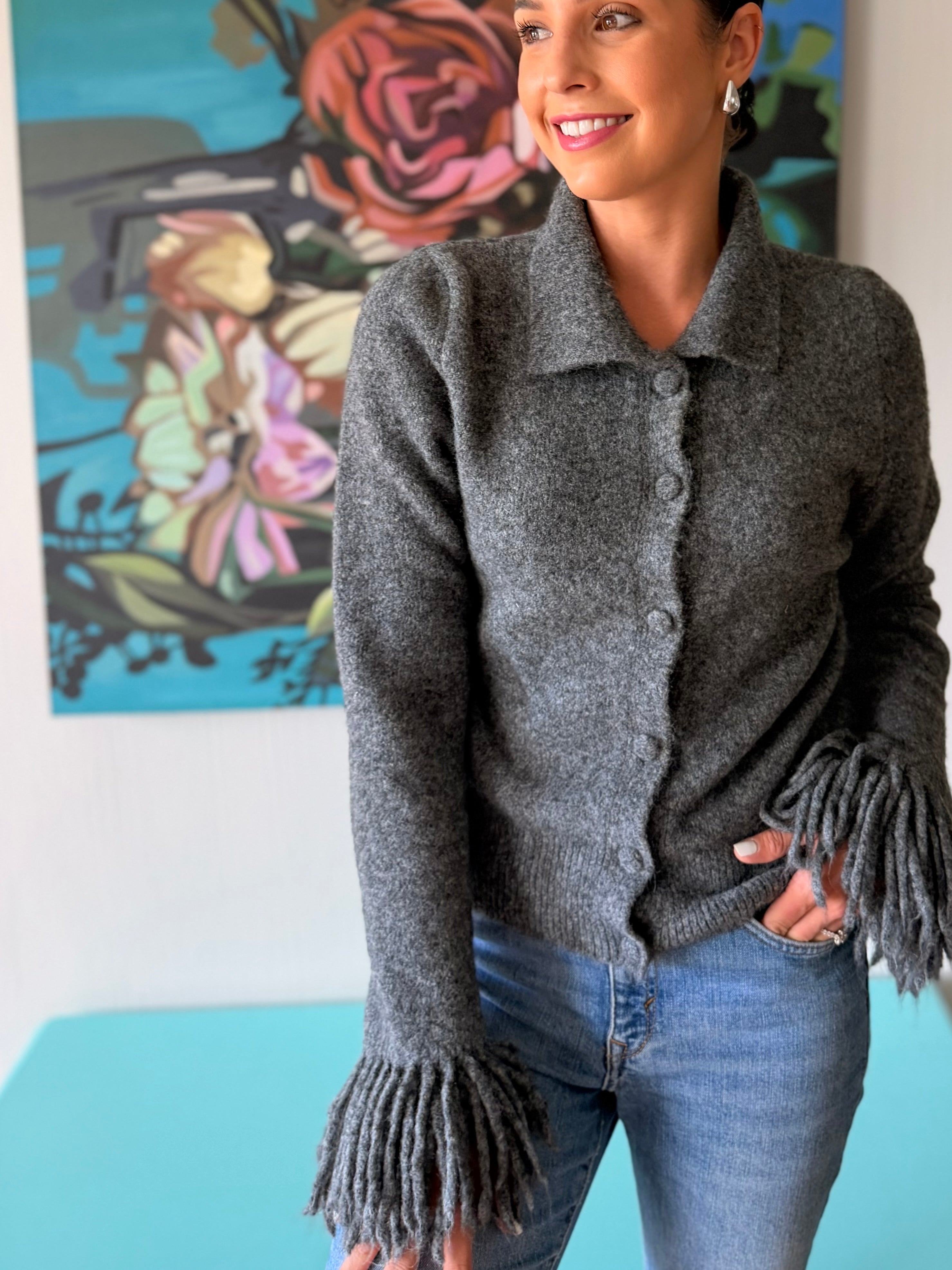 Roxy fringe knit - Grey