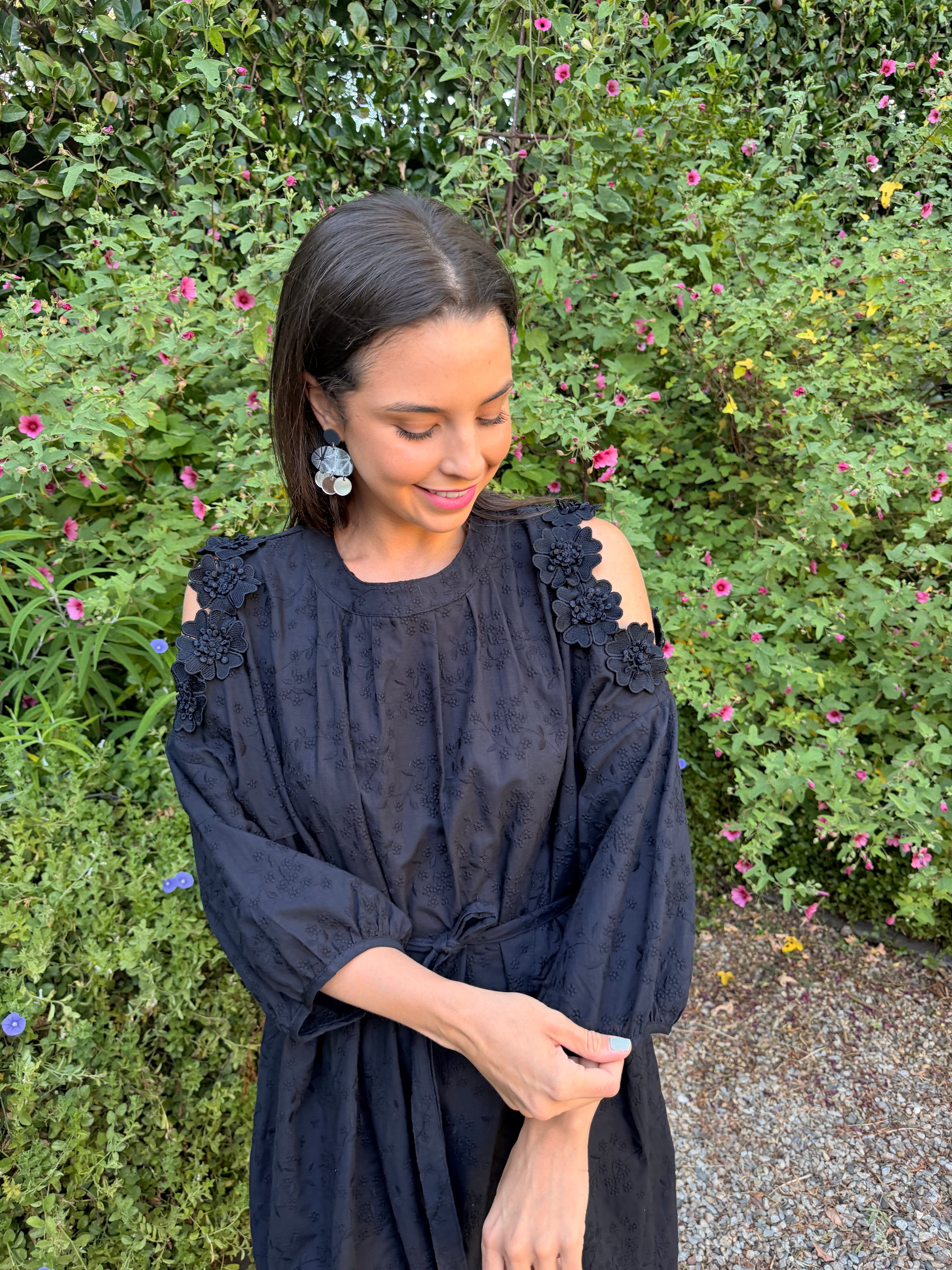 Liliana Italian dress - Black anglaise