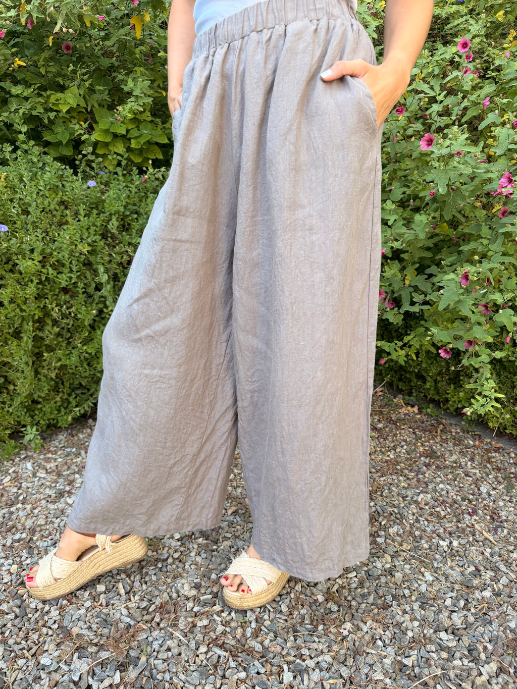 Italian wide leg pants - Stone