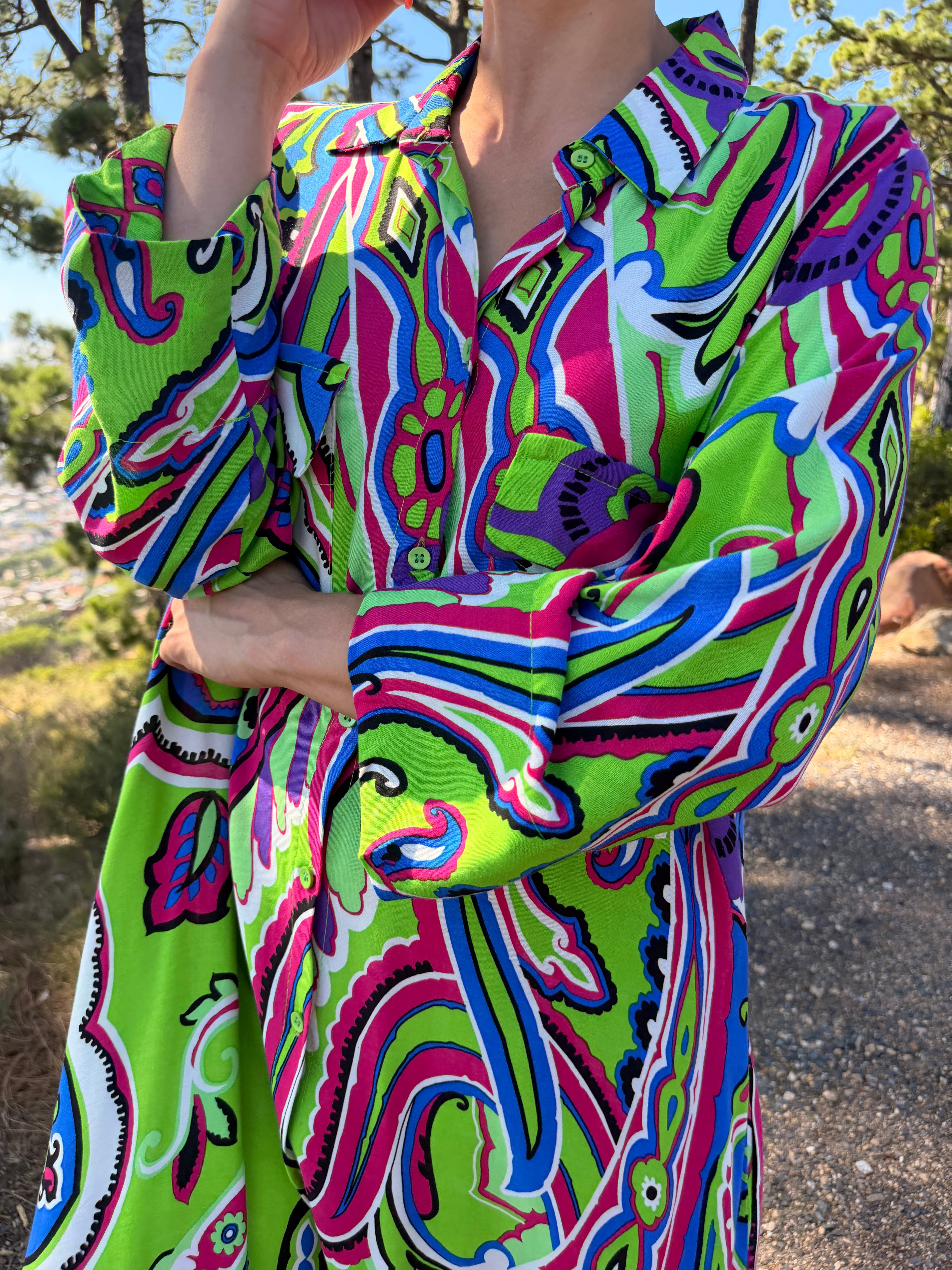 Carly dress - Green paisley