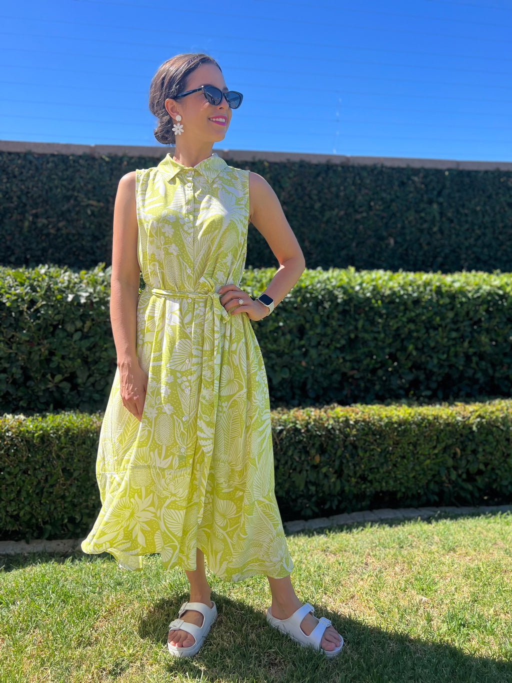 Gail dress - Lime botanical