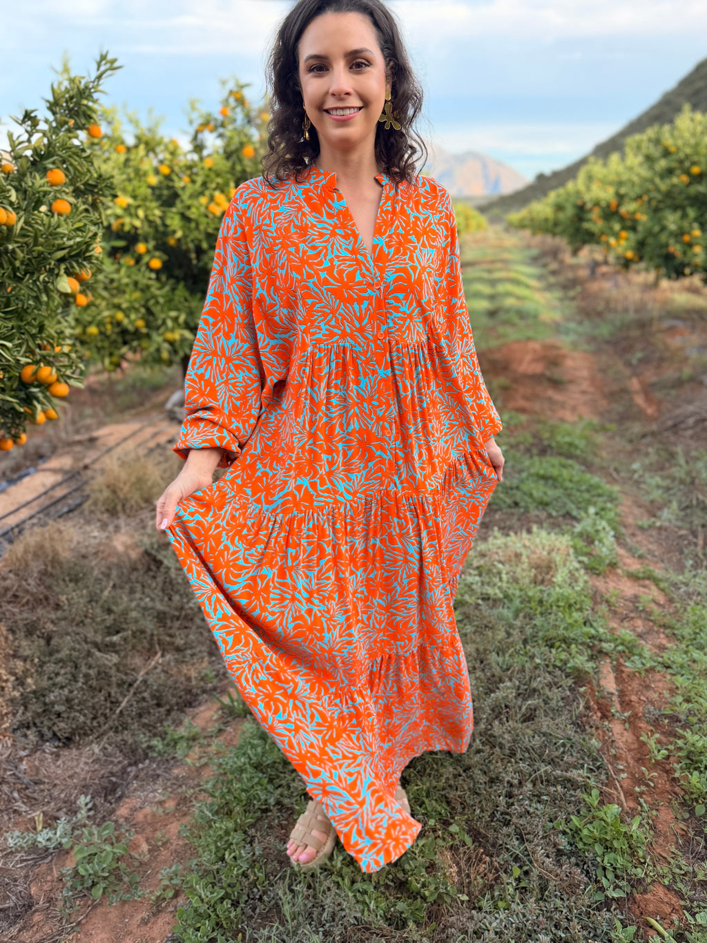 Jenna dress - Orange two tone